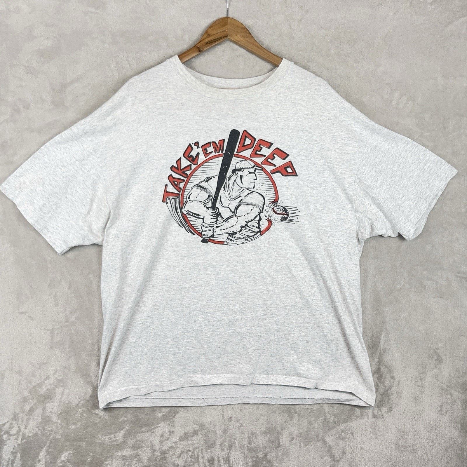Hanes 90s Hanes Heavyweight T Shirt XXL Take Em Deep Baseball Size US XXL / EU 58 / 5 - 1 Thumbnail