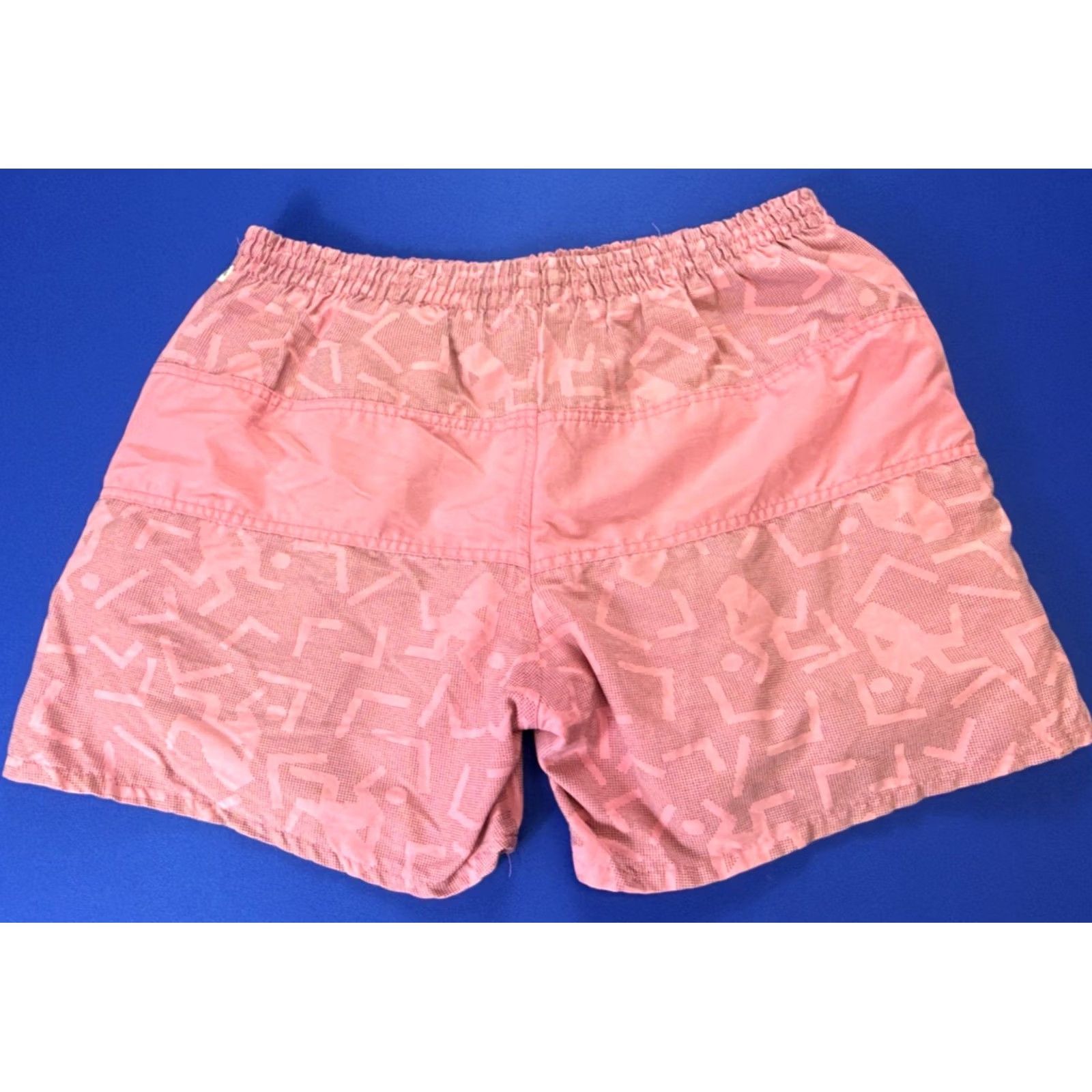 Vintage VINTAGE Morey Boogie Shorts Mens Medium Pink 90s Surf Swim Trunks Cotton Retro Geometric Beach Surf Mens Size US 31 - 4 Thumbnail
