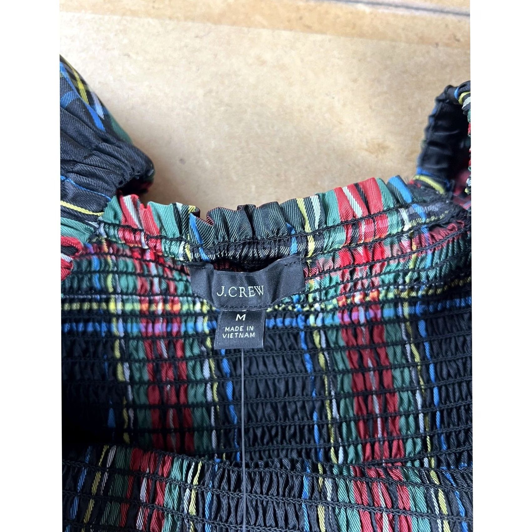 J.Crew J.CREW Blouse Womens M Multicolor Cropped Off the Shoulder Balloon Sleeve Plaid Size M / US 6-8 / IT 42-44 - 2 Thumbnail