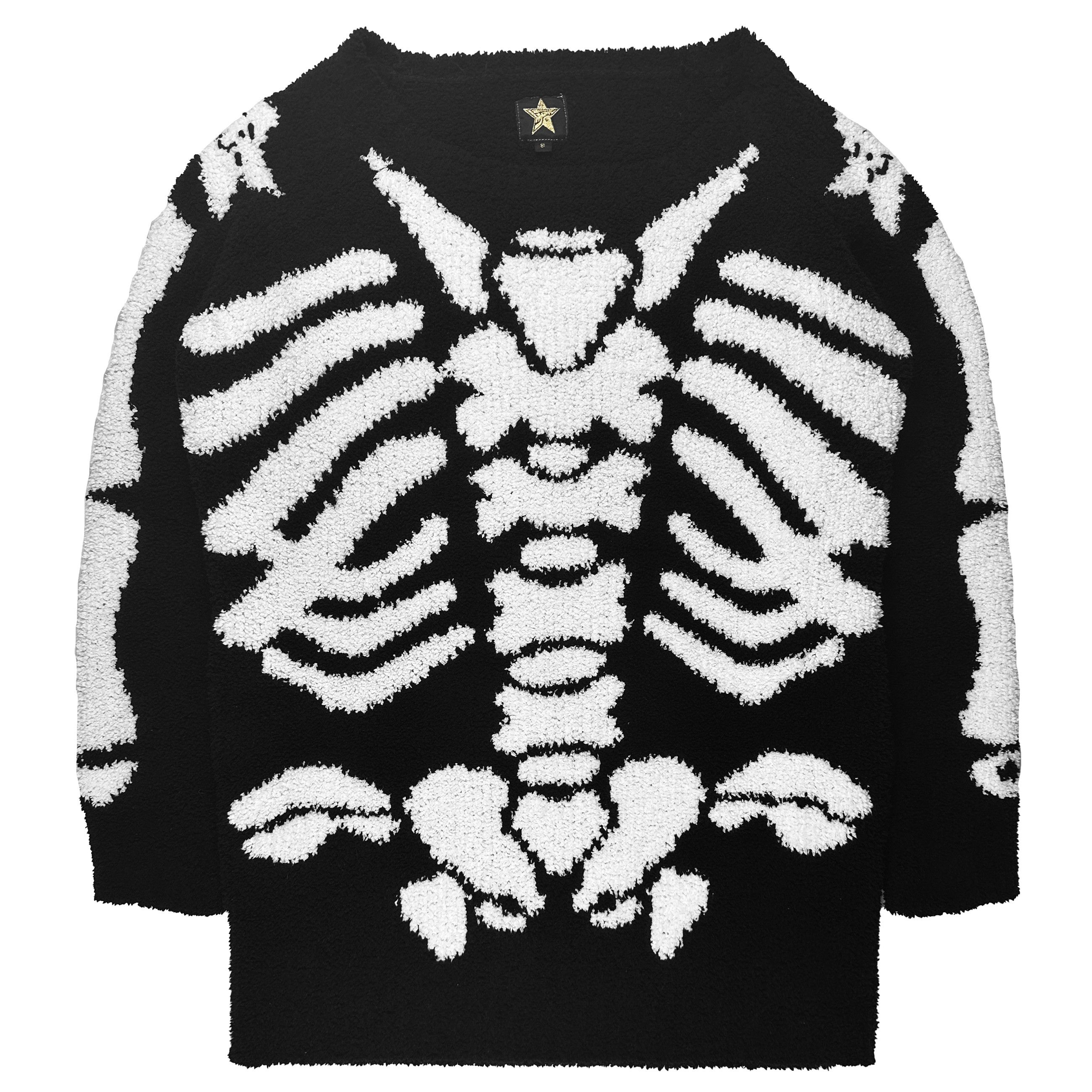 image of 20471120 90's Hyoma Skeleton Boucle Sweater in Black/White, Men's (Size Medium)