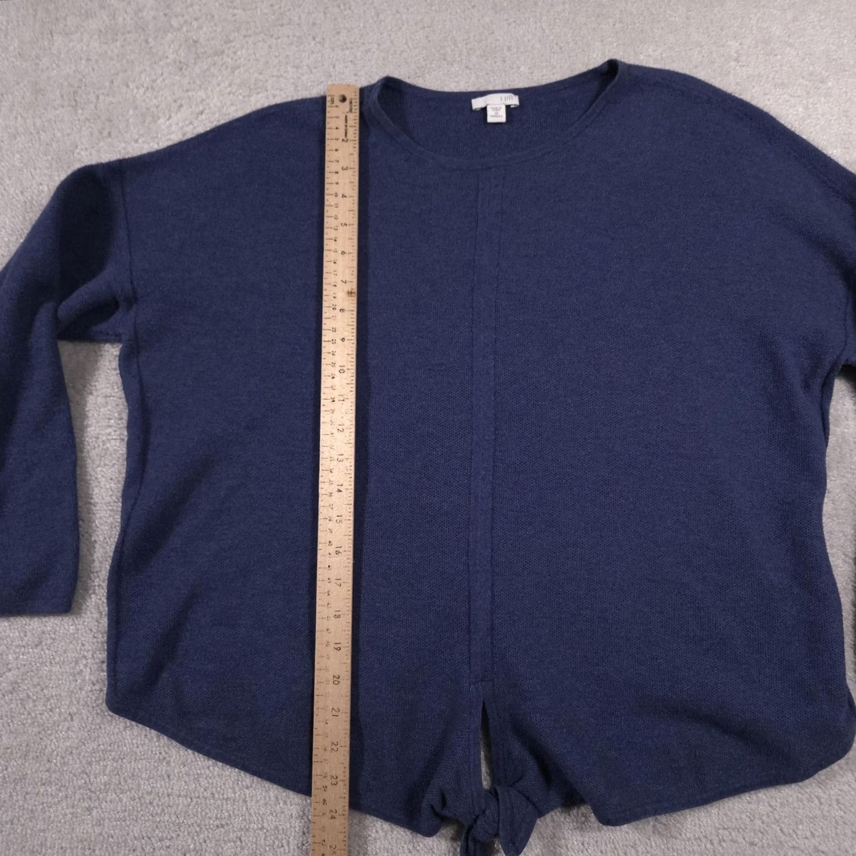 J. Jill VINTAGE J Jill Sweater Womens 2X Blue Knit Pullover Tie Front Long Sleeve Casual Top Size XXL / US 16-18 / IT 52-54 - 6 Thumbnail