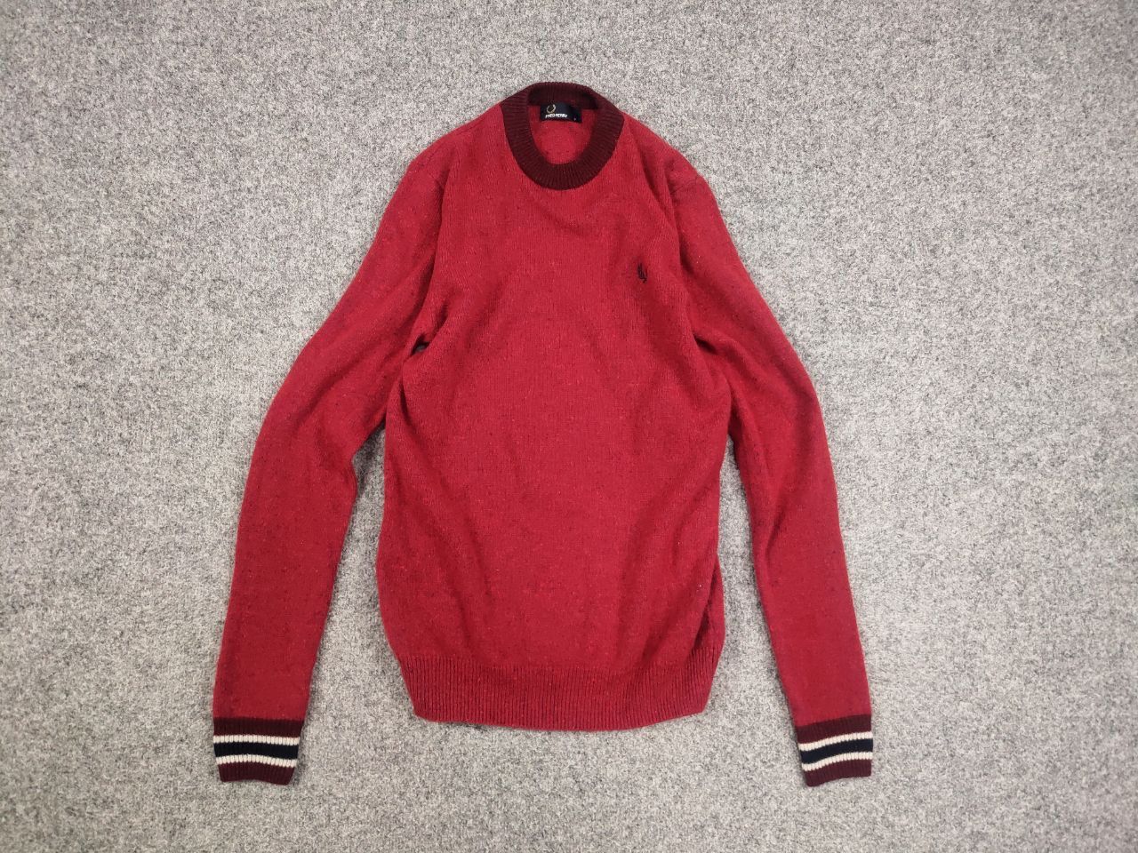 Fred Perry Fred Perry Design Classic Red Wool Crew Check Sweater Size US S / EU 44-46 / 1 - 12 Thumbnail