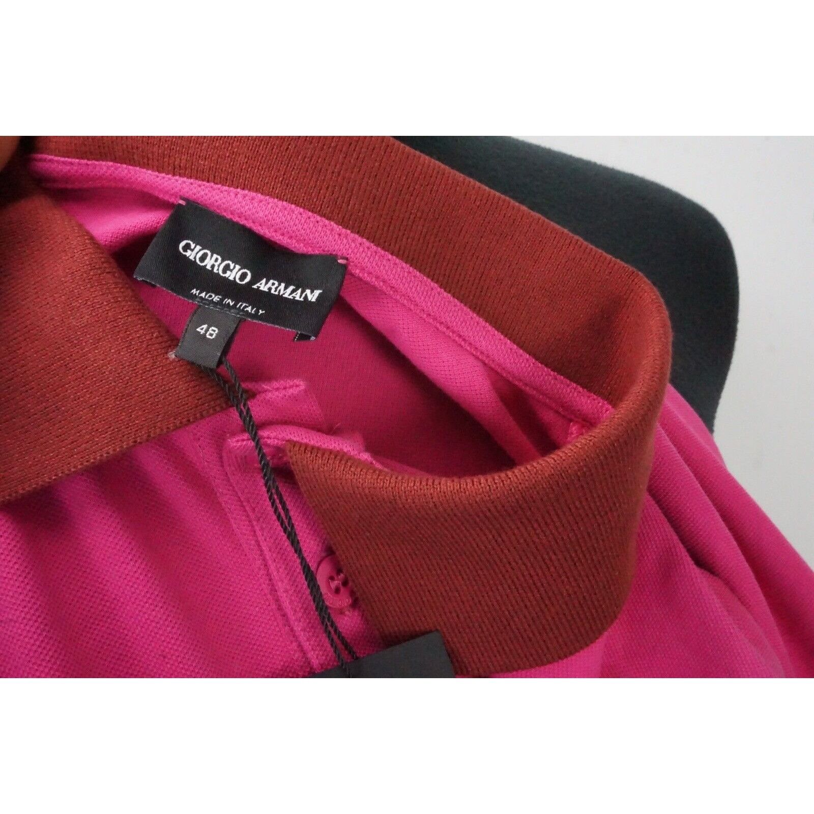 Giorgio Armani Giorgio Armani Black Label Pink Contrast 100% Cotton Polo Sh Size US M / EU 48-50 / 2 - 4 Thumbnail