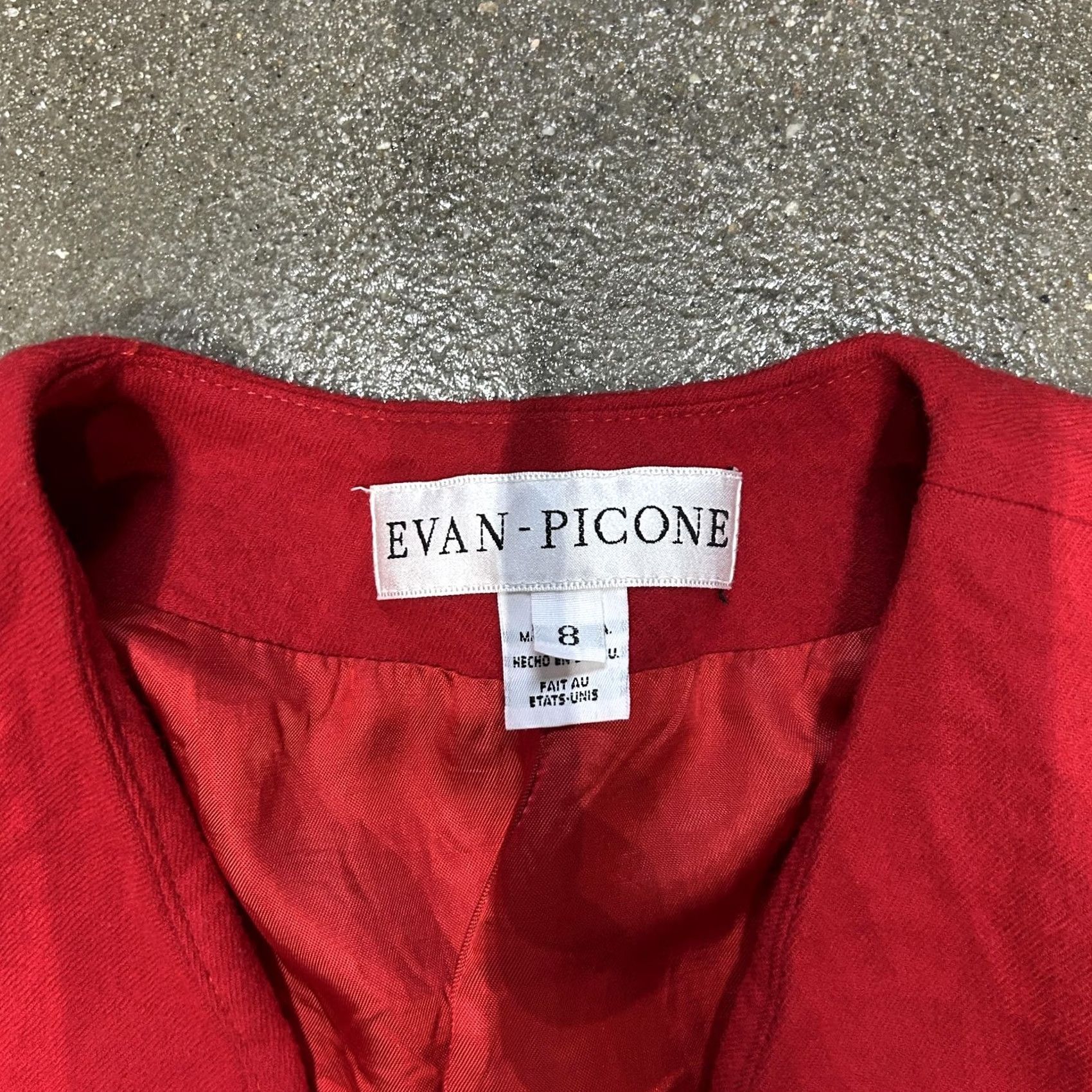 Evan Picone VINTAGE Evan-Picone Blazer Womens 8 Red Collarless One Button Lined Jacket 90s Size M / US 6-8 / IT 42-44 - 3 Thumbnail
