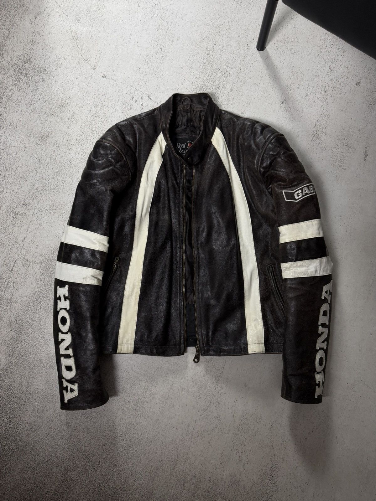 Honda Honda Gas Real Leather Vintage Racing Avantgarde Jacket Size US L / EU 52-54 / 3 - 7 Thumbnail