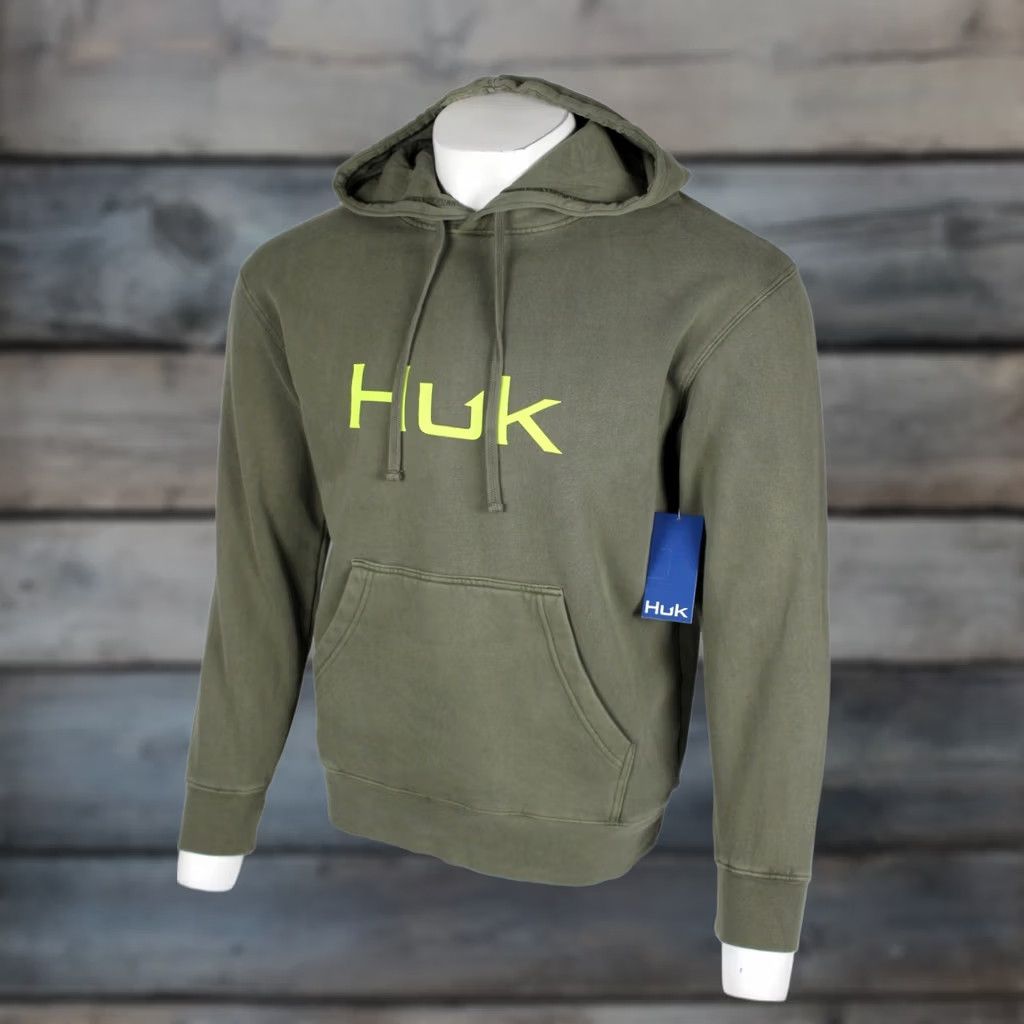 Vintage VINTAGE Huk Fishing Men's Huk'd Up Hoodie Sweatshirt Size Small S Olive Green Size US S / EU 44-46 / 1 - 1 Thumbnail