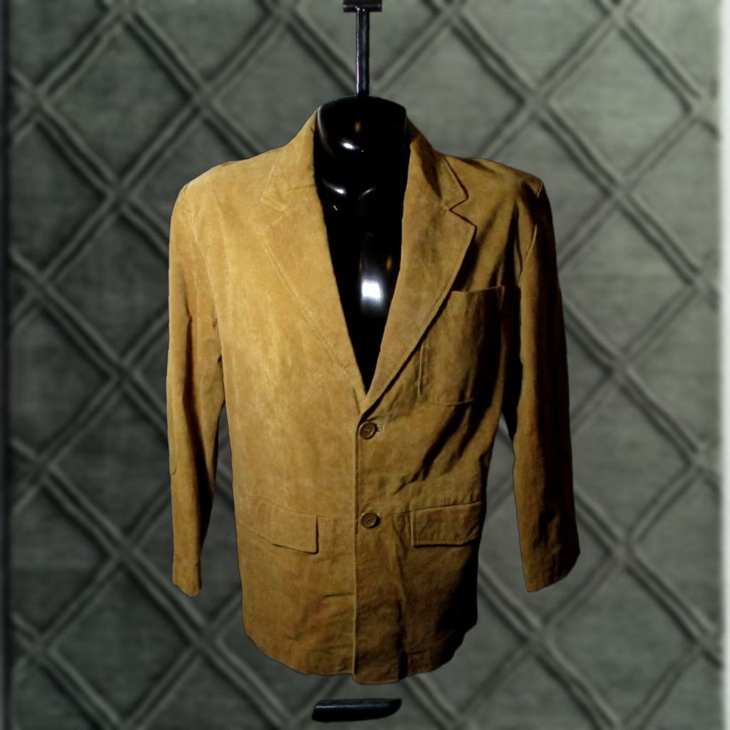 VINTAGE Lion's Den Men's Leather Blazer Sports Jacket Size 40 Brown Single-Breasted 2-Button