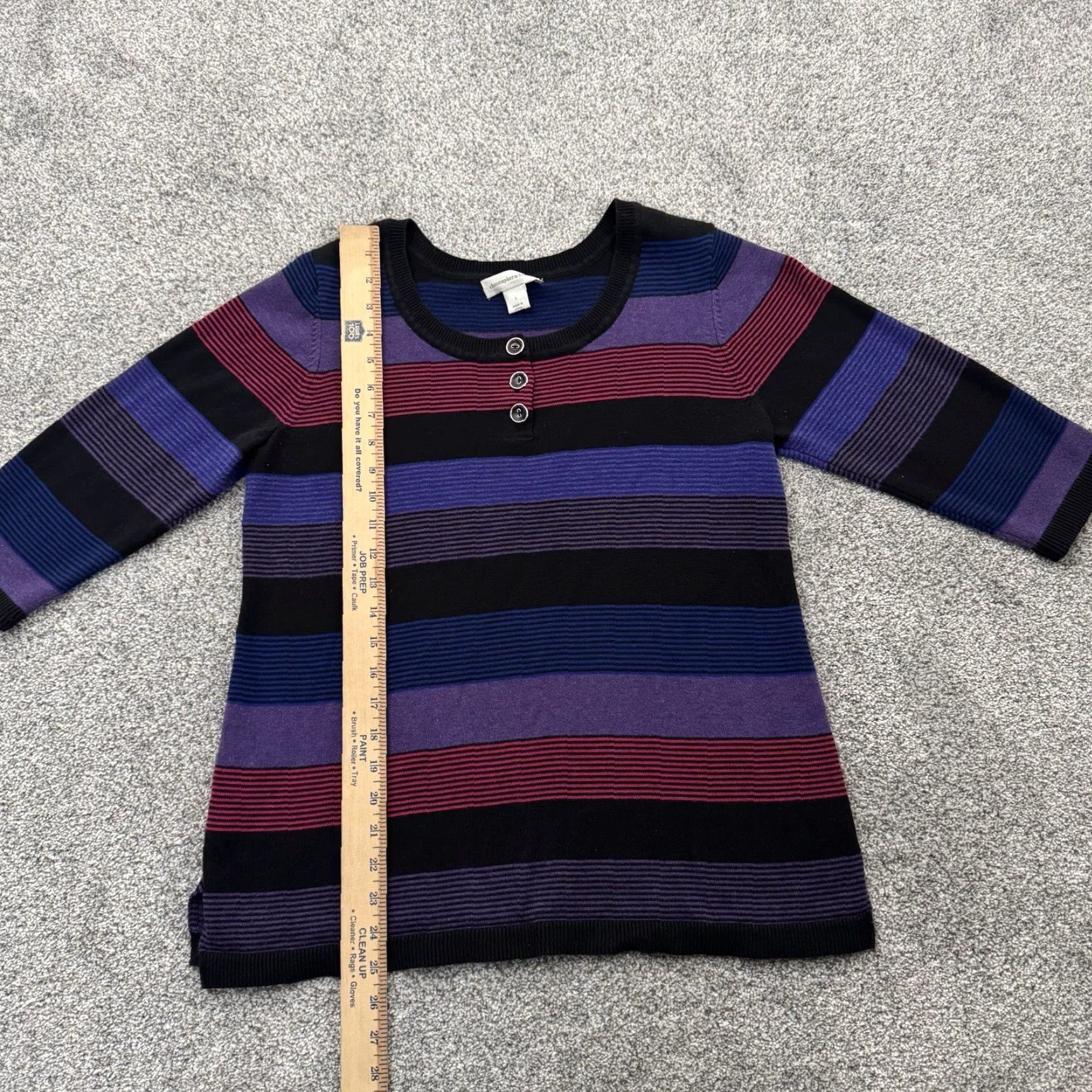 Vintage VINTAGE Christopher & Banks Sweater Women Large Henley Office Academia Stripes Retro 70s Size L / US 10 / IT 46 - 2 Thumbnail