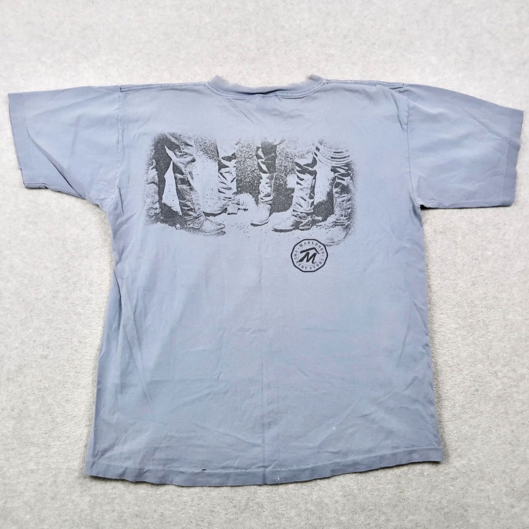 Marlboro 90s Marlboro Cowboy Boots Shirt - XL Blue Cotton Graphic Tee - Original Condition Size US XL / EU 56 / 4 - 2 Thumbnail
