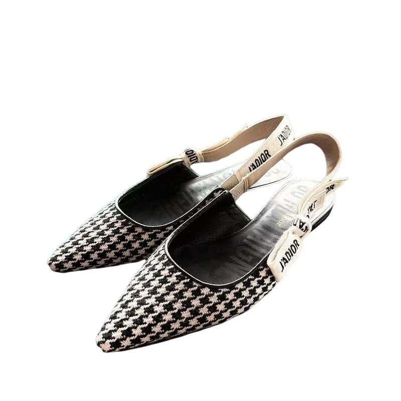 Dior J'adior Houndstooth Flats Size 35.5, Women's