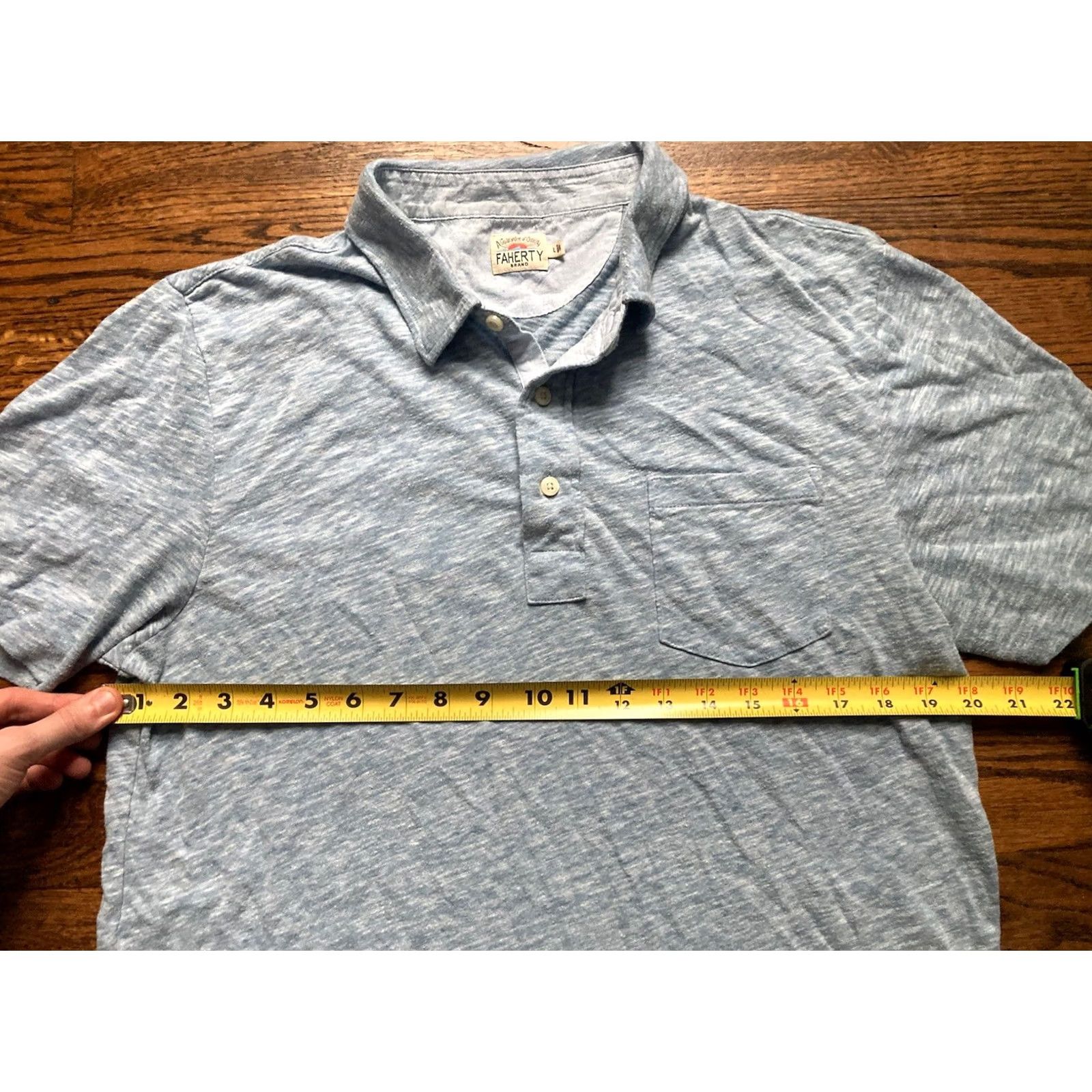 Faherty Faherty Polo Shirt Mens L Blue Pocket Logo Breathable Lightweight Casual Golf Shirt Size US L / EU 52-54 / 3 - 7 Thumbnail