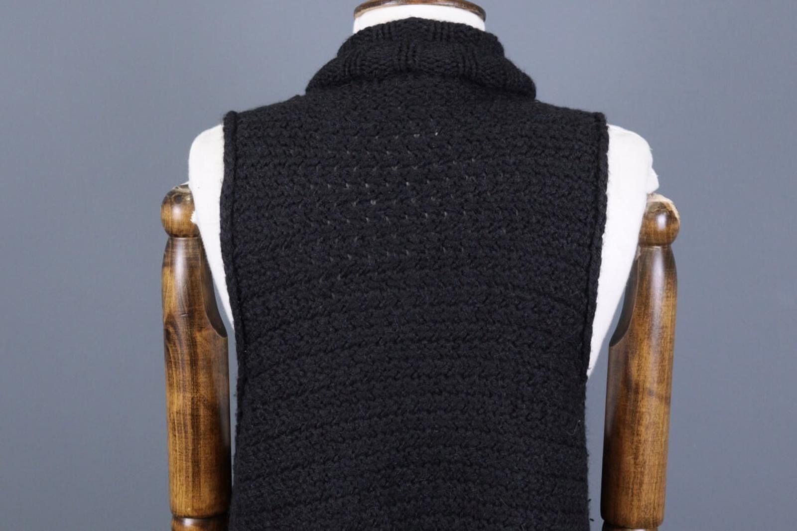 Designer Sarah Pacini Black Merino Wool Wrape Cape Cardigan One Size Size ONE SIZE - 10 Thumbnail