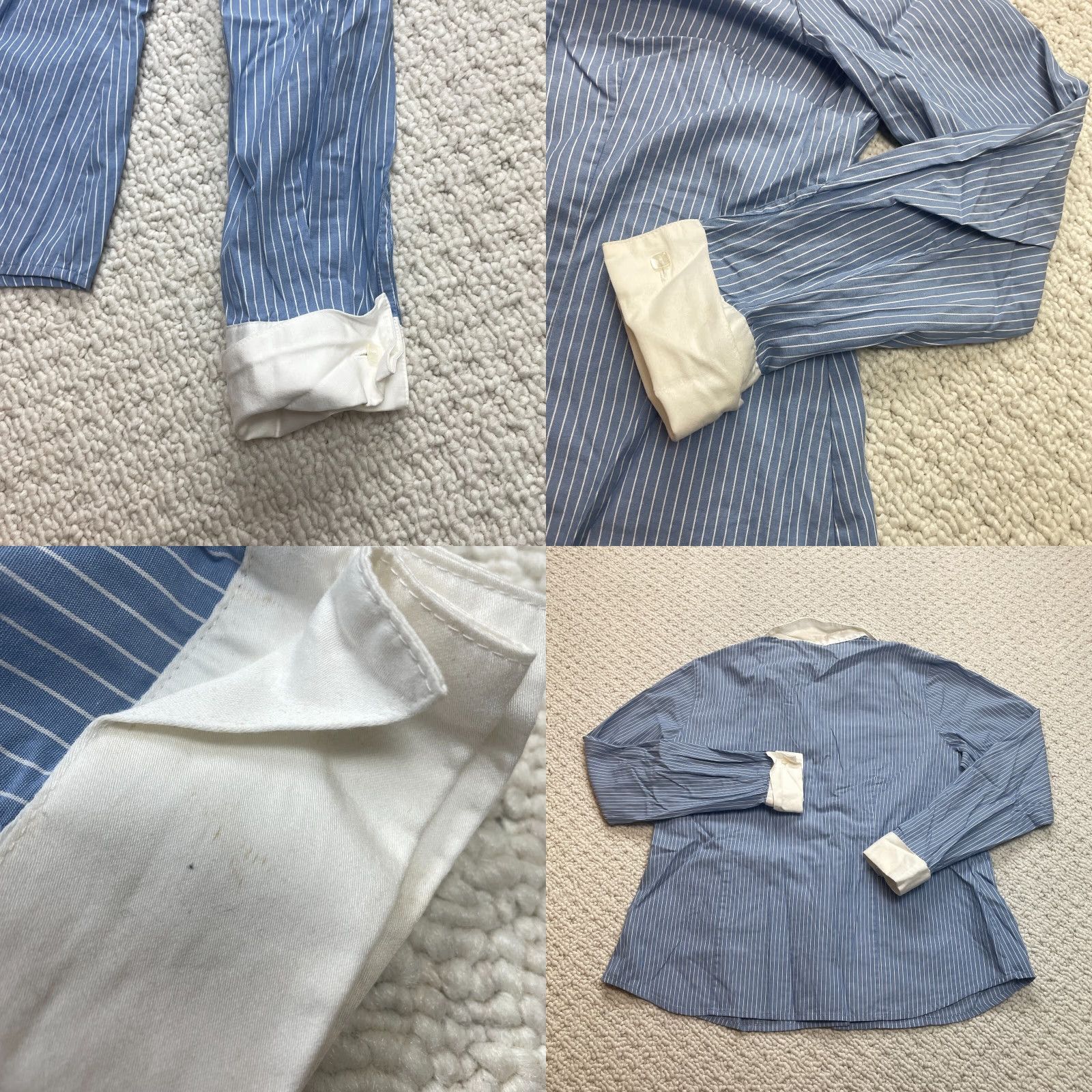 Vintage Laura Scott Blouse Shirt Womens 16 Blue Striped Business Work Office Top Ladies Size XXL / US 16-18 / IT 52-54 - 8 Thumbnail