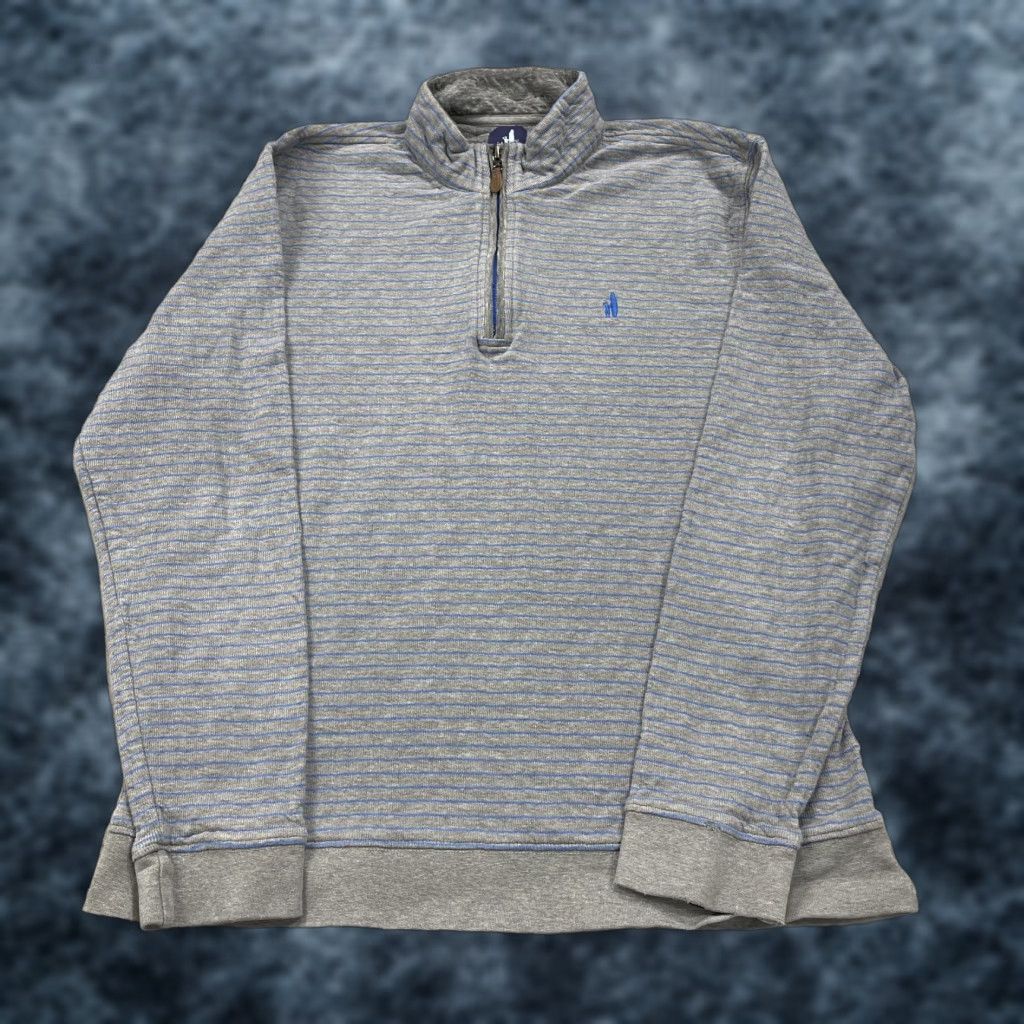 johnnie-O johnnie-O Sweater Mens Large Gray 1/4 Zip Cotton Golf Pullover Striped Mock Neck Preppy Size US L / EU 52-54 / 3 - 1 Thumbnail