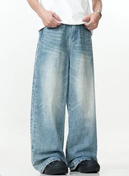 Japanese Brand American retro washed all-match loose casual jeans for men Size US 32 / EU 48 - 8 Thumbnail