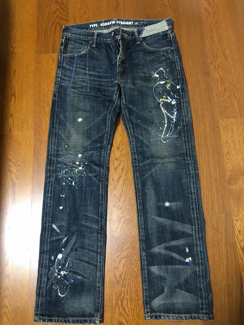 Neighborhood NEIGHBORHOOD 08EX Splatter Ink Knife Cut Jeans - dmc Size US 31 - 1 Thumbnail