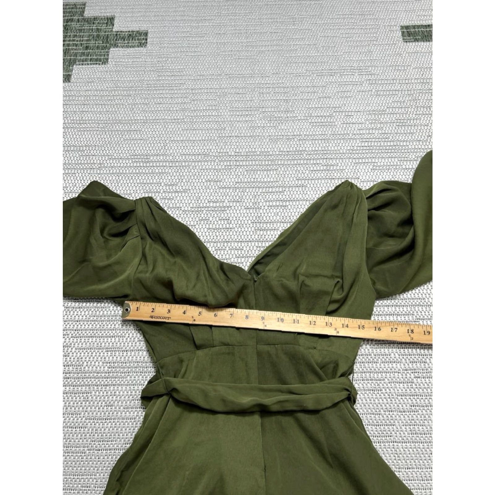 VINTAGE Banana Republic Celestial Maxi Dress Womens 2 Green Tie Front  Blouson Sleeve New