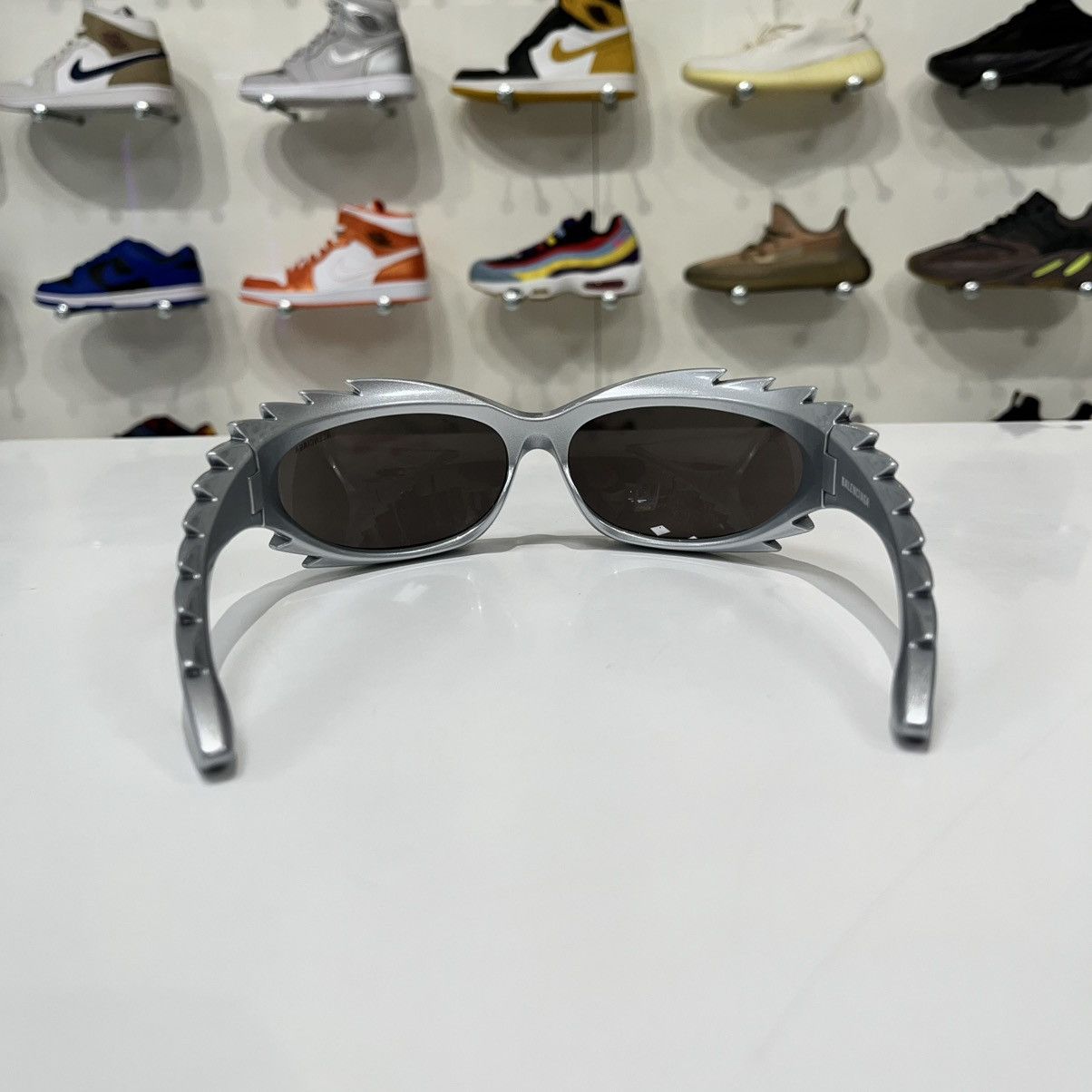 Balenciaga Balenciaga Spike Rectangle Sunglasses Silver Size ONE SIZE - 4 Thumbnail