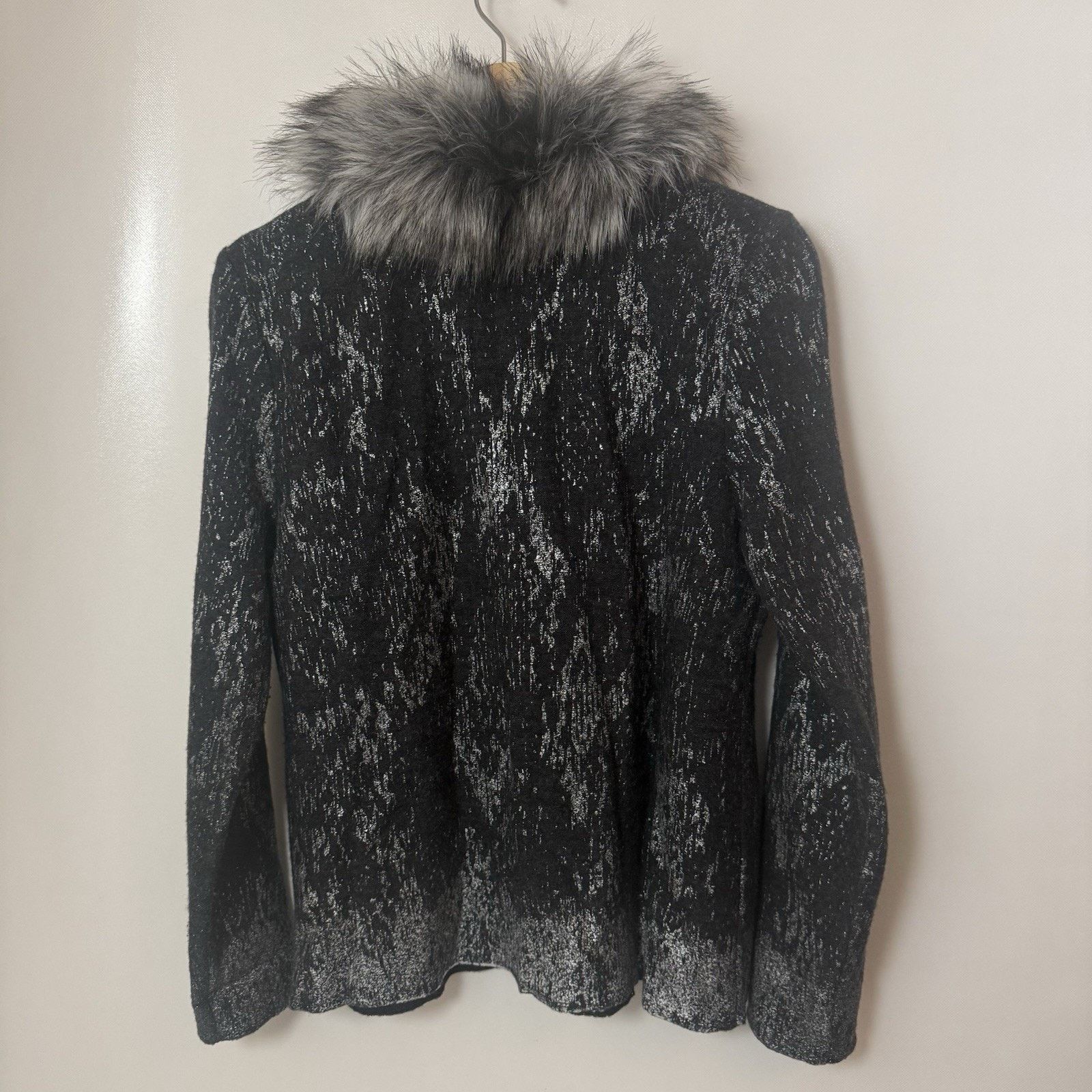 Chicos Chicos Wool Cardigan Metallic Faux Fur Career Academia City Size M / US 6-8 / IT 42-44 - 2 Thumbnail