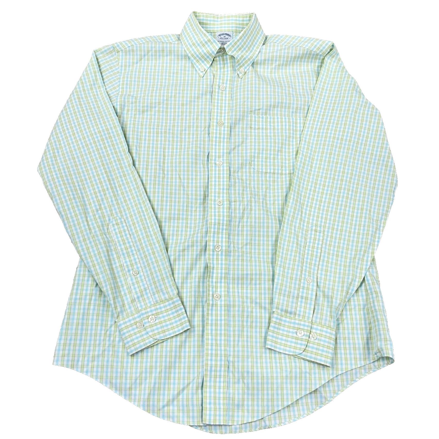 Brooks Brothers Brooks Brothers Men's Slim Fit Green Plaid Button-Up Shirt Medium Casual Dress Size 40R - 2 Thumbnail