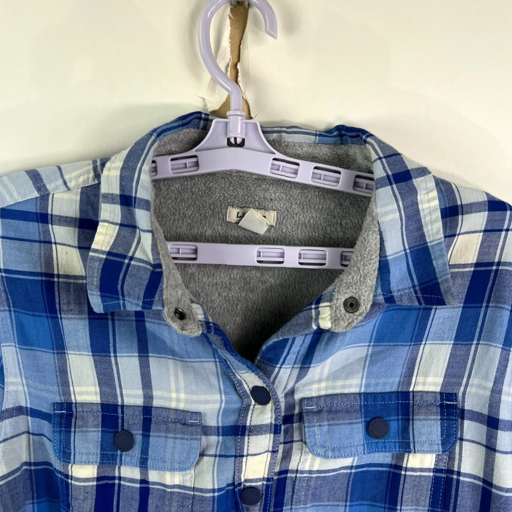 Vintage LL Bean Buffalo Plaid Fleece Lined Shacket Jacket Womens Size S Blue Size S / US 4 / IT 40 - 2 Thumbnail