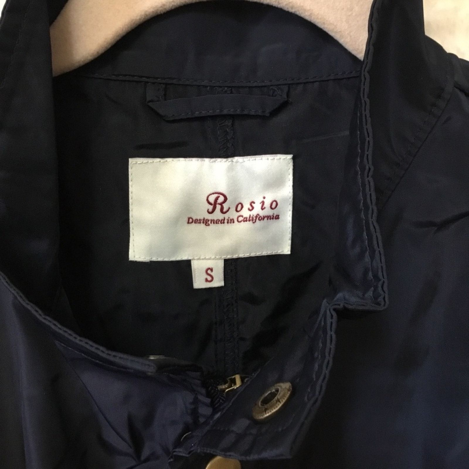 Other Navy Glossy Drawstring Trim Button-Down Coach Jacket Size S / US 4 / IT 40 - 8 Thumbnail