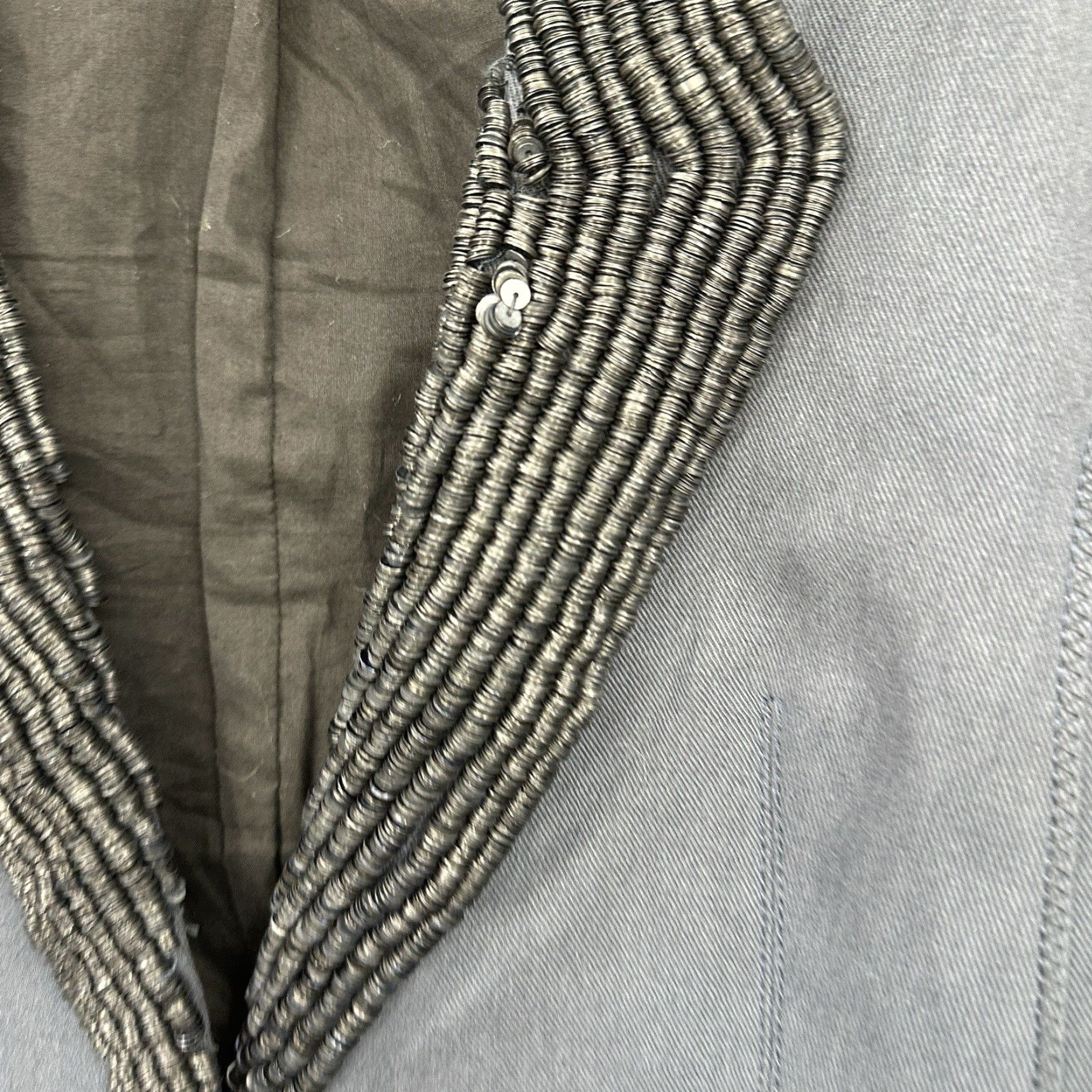 Vintage Hanii Y Jacket Womens 42 M Blue Linen Blend Embellished Quiet Luxury Bohemian Classic 90s Event Designer Mens Womens Girls Boys? Size M / US 6-8 / IT 42-44 - 5 Thumbnail