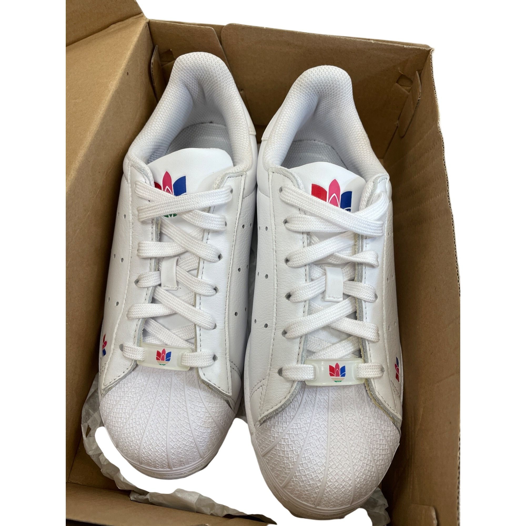 Adidas Superstar Pure J womans white leather sneakers size 5