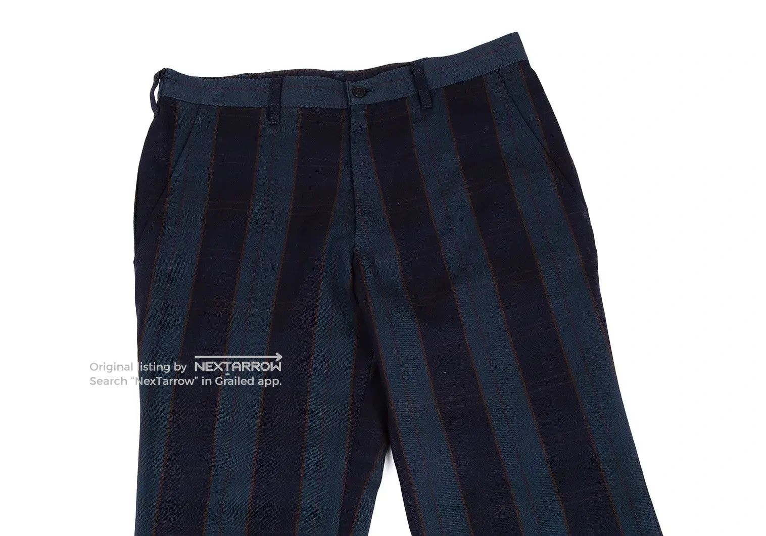 Cotton Wool Check Double Pants In Navy in Blue, Men's (Size 36) — image 2 of 6