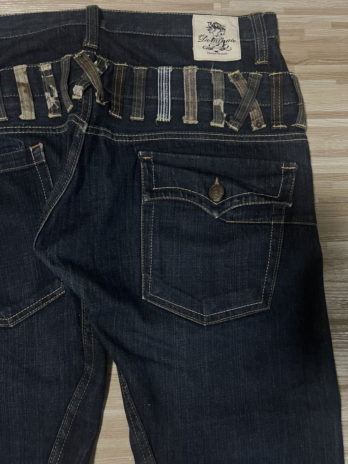 Japanese Brand 💥DOUBLE WAIST 90s DOMINATE HANDCRAFTED JEANS 💥 Size US 35 - 13 Thumbnail