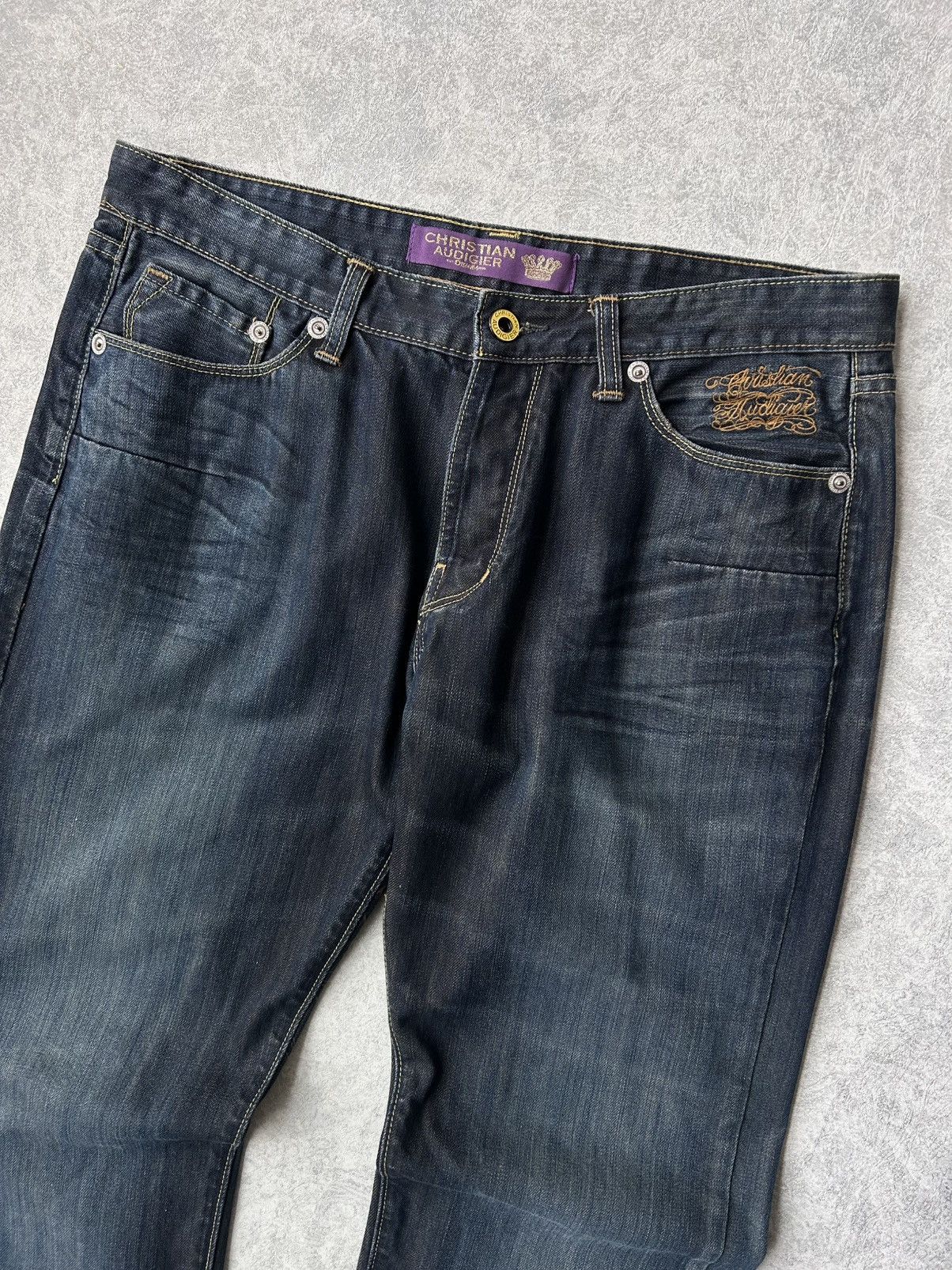 Christian Audigier RARE Y2K Christian Audigier Big Logo Denim Jeans Size US 36 / EU 52 - 11 Thumbnail