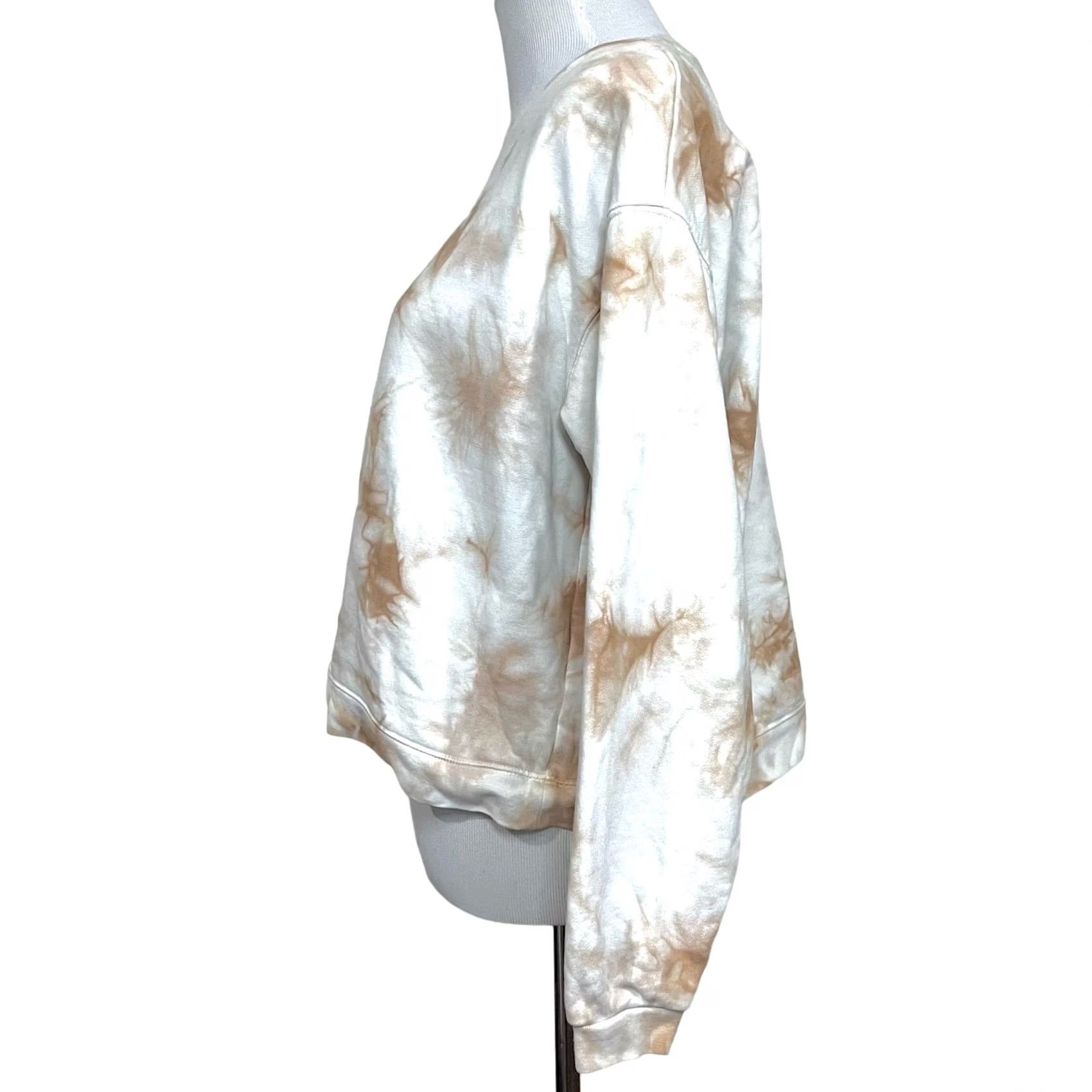Madewell Madewell Tie-Dye Sweatshirt Crewneck Pullover (Re)sourced Cotton White Tan Sz S Women Long Sleeve Pullover Tan 100% Cotton Vintage? Size S / US 4 / IT 40 - 5 Thumbnail