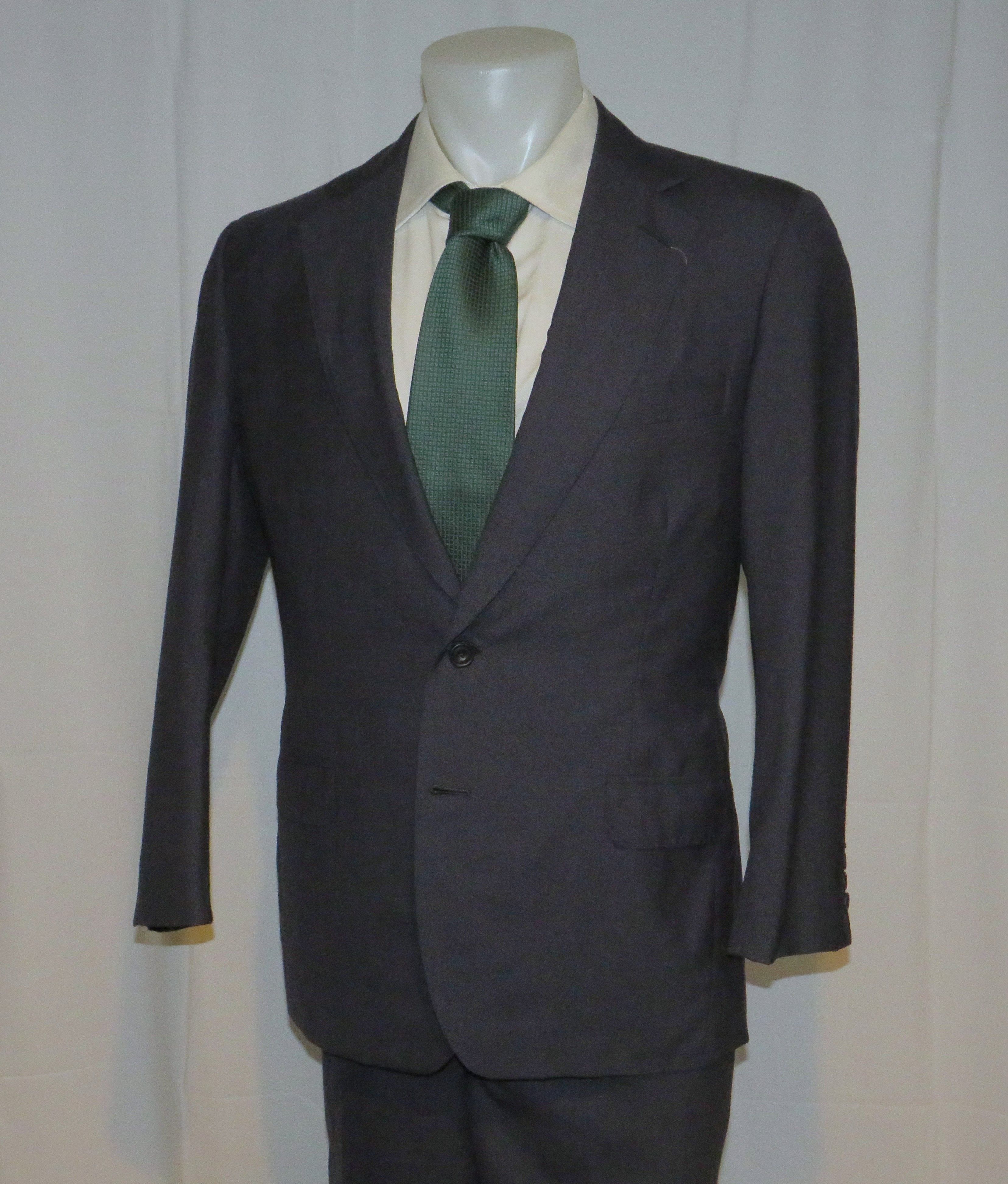 Henry Poole Bespoke Savile Row Silk Blend Blue Tic Two Button Suit 38S Size 38S - 9 Thumbnail