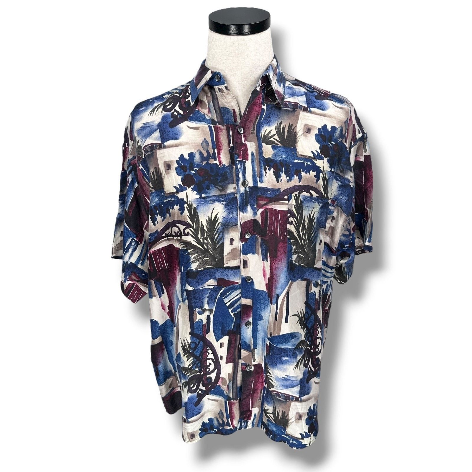 Structure Vintage Structure Hawaiian Silk Shirt Men L Multi Abstract Size US L / EU 52-54 / 3 - 1 Thumbnail