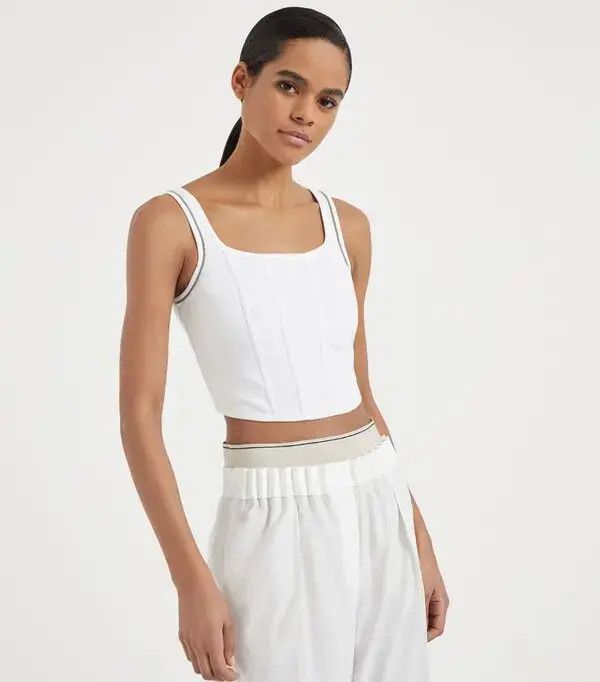 Brunello Cucinelli o1w1db10825 Tank Top in White Size M / US 6-8 / IT 42-44 - 3 Thumbnail