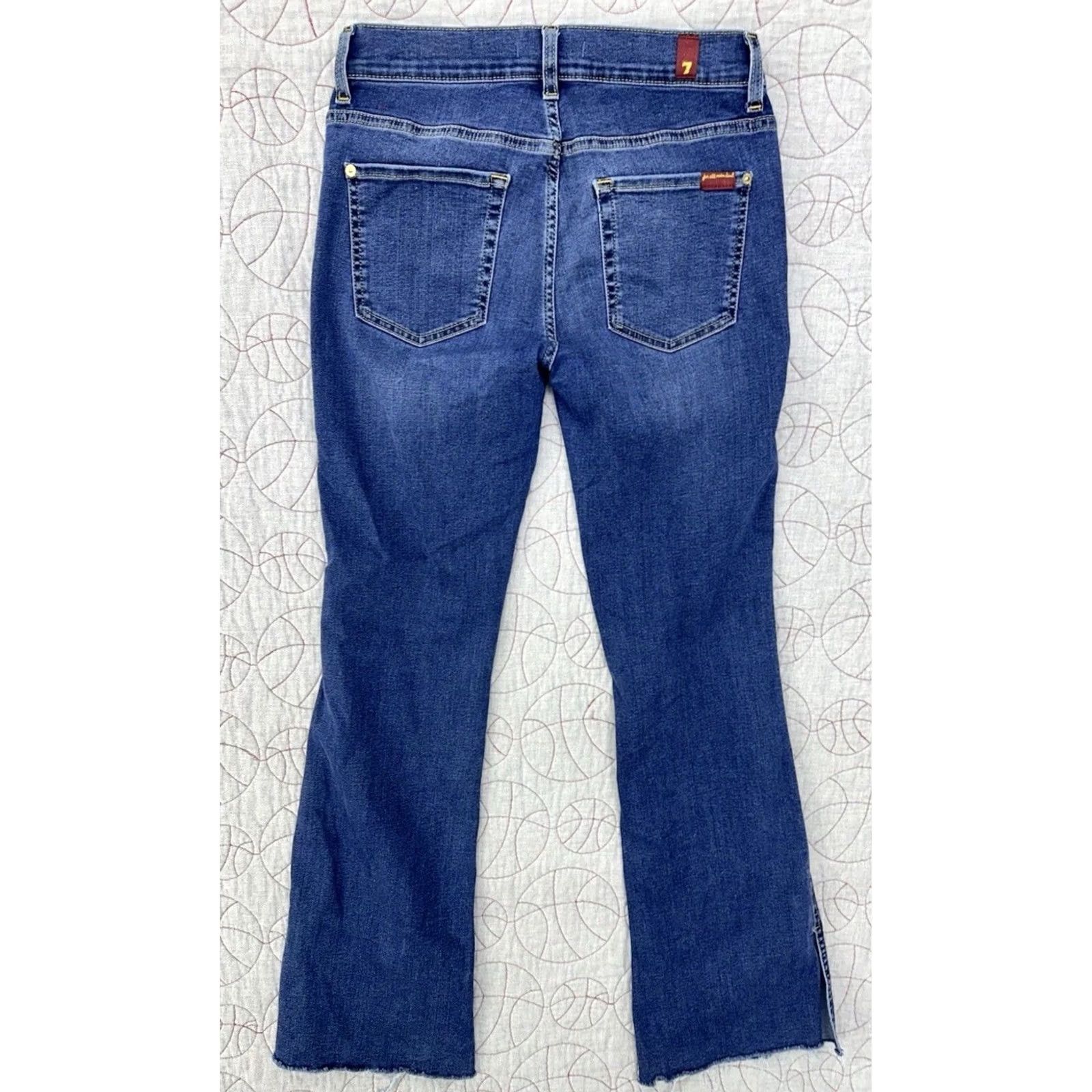 7 For All Mankind 7 For All Mankind Tailorless Bair Duchess With Side Slit Jeans / Sz 28 - Blue Denim, Bootcut, 5-Pocket, High Rise, Dark Wash, Regular Fit Size 28" / US 6 / IT 42 - 7 Thumbnail