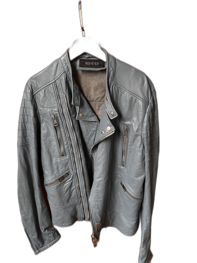 Gucci Gucci Leather Jacket with Rust Stains Size US L / EU 52-54 / 3 - 1 Thumbnail
