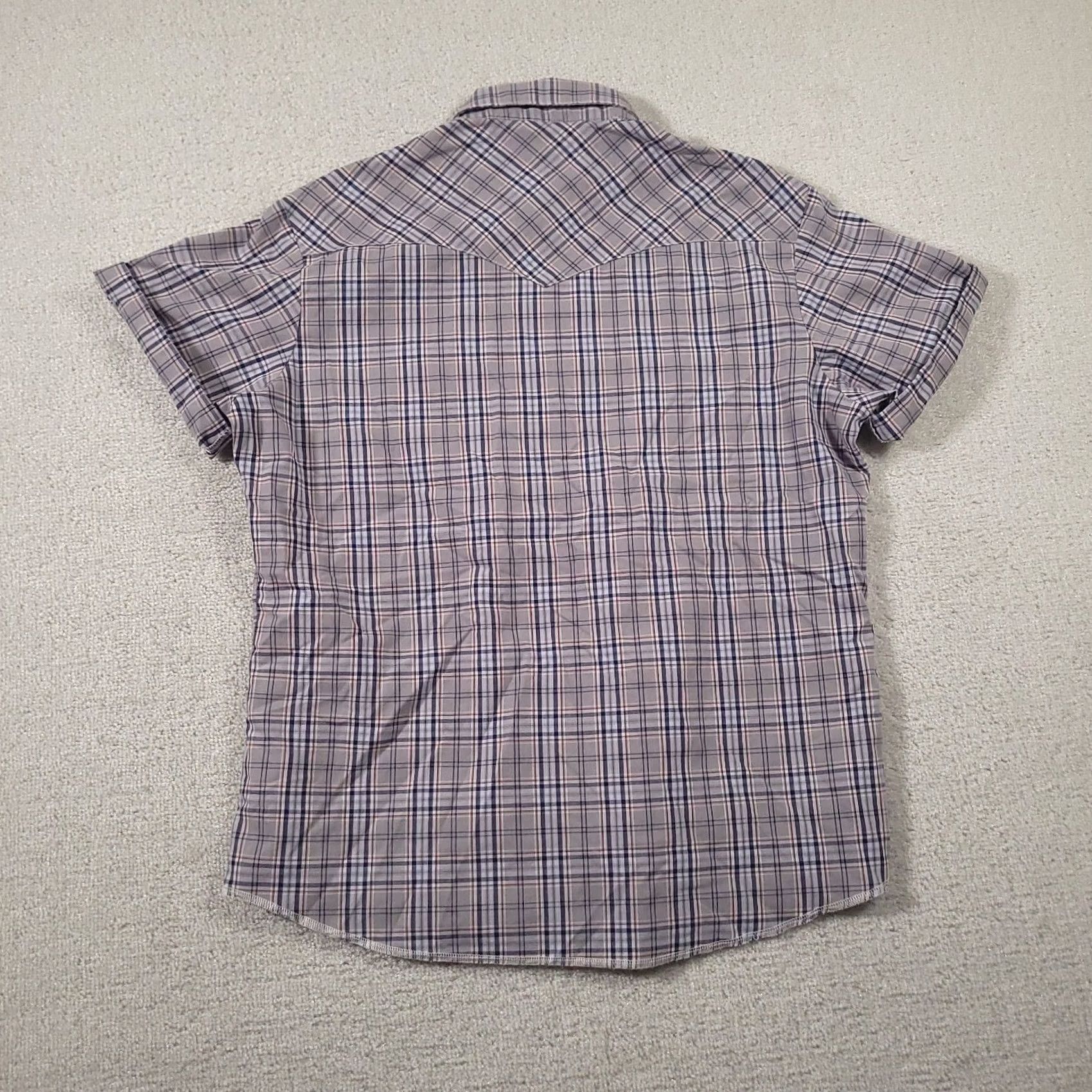 Wrangler Wrangler Shirt Mens L Blue Gray Pearl Snap Western Cowboy Rolled Sleeve Shirt Size US L / EU 52-54 / 3 - 7 Thumbnail