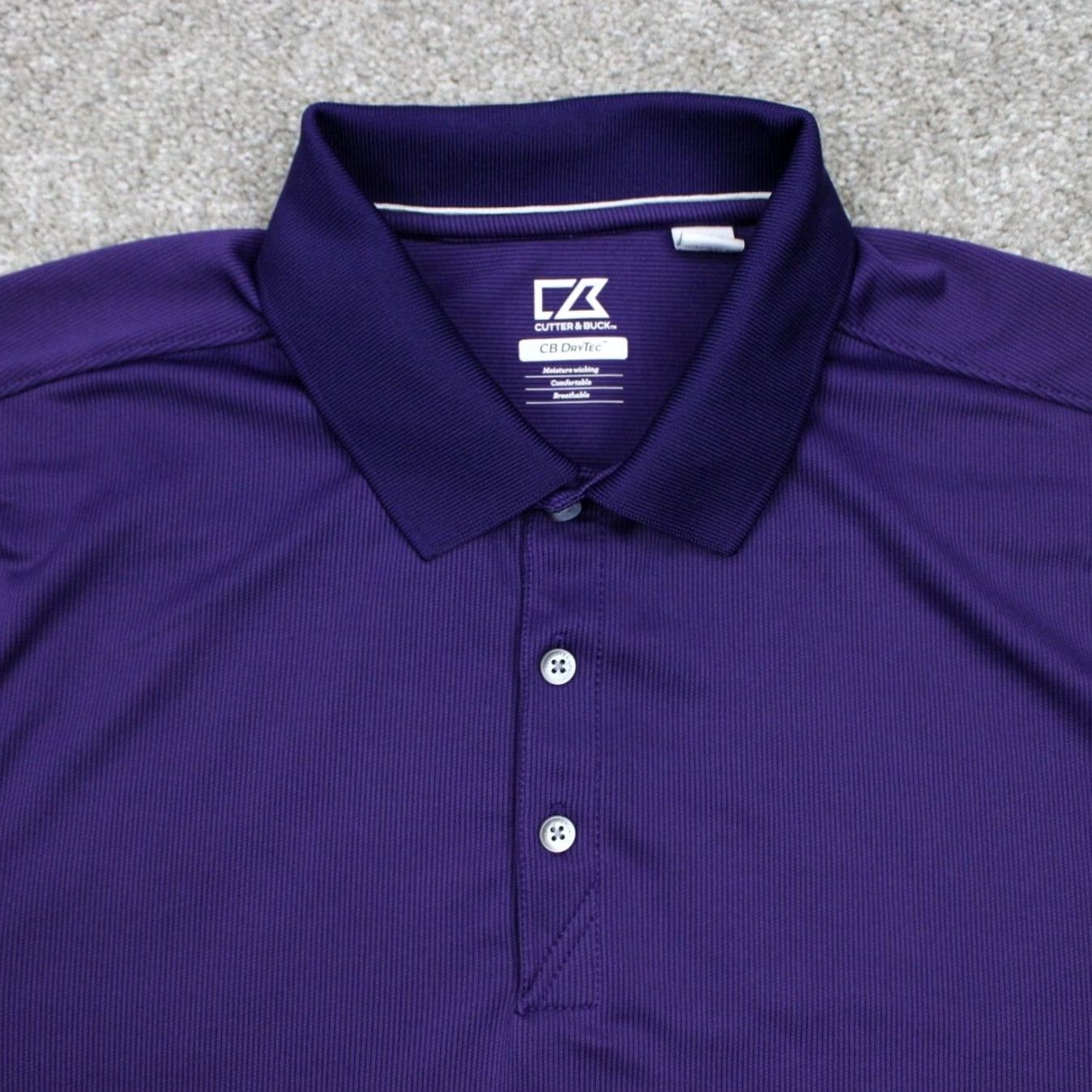 Cutter & Buck Cutter & Buck Polo Shirt Mens Large CB DryTec Purple Short Sleeve Polyester Blend Shirt Size US L / EU 52-54 / 3 - 5 Thumbnail