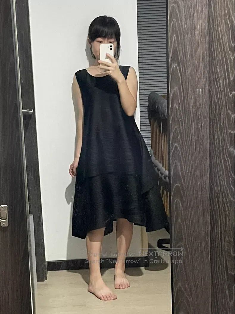 Issey Miyake Issey Miyake Black Double Horizontal Stripe Mini Dress Size L / US 10 / IT 46 - 1 Thumbnail