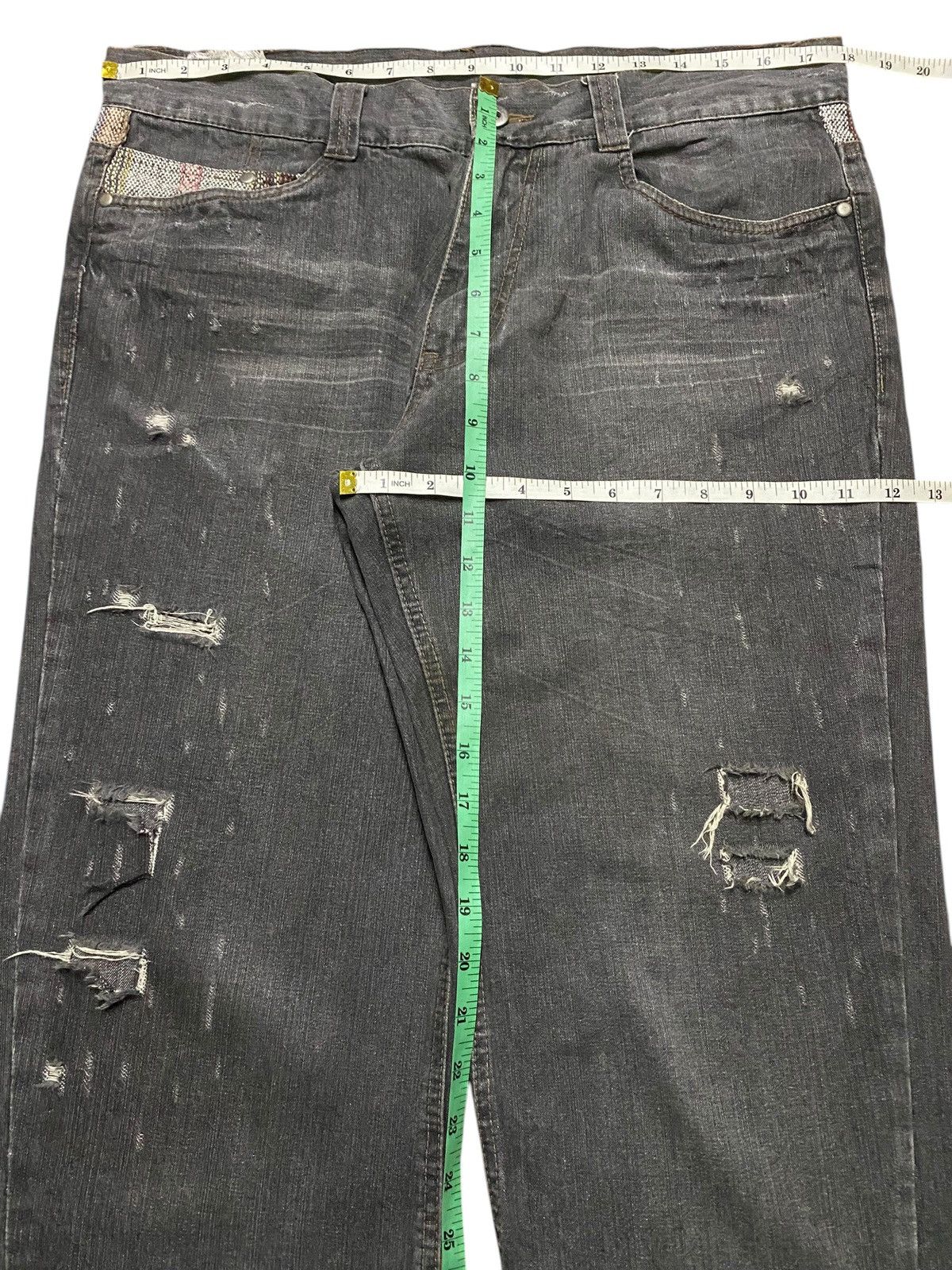 Windsor Smith Vintage Jungles Black Denim Distressed Baggy Jeans Size US 36 / EU 52 - 12 Thumbnail