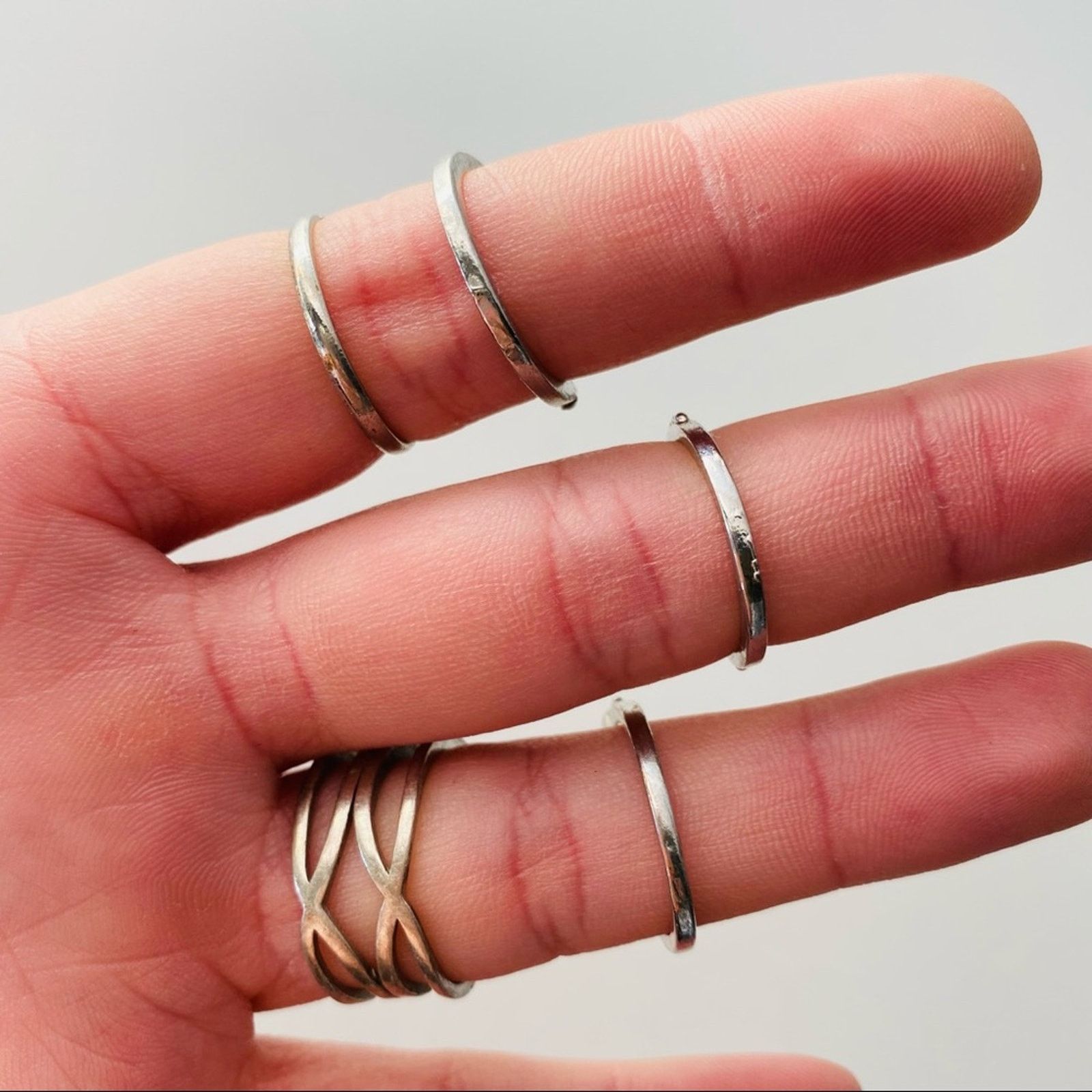 Nordstrom NORDSTROM Silver Band Stone Retro Vintage Ring Jewelry Set Size ONE SIZE - 2 Thumbnail