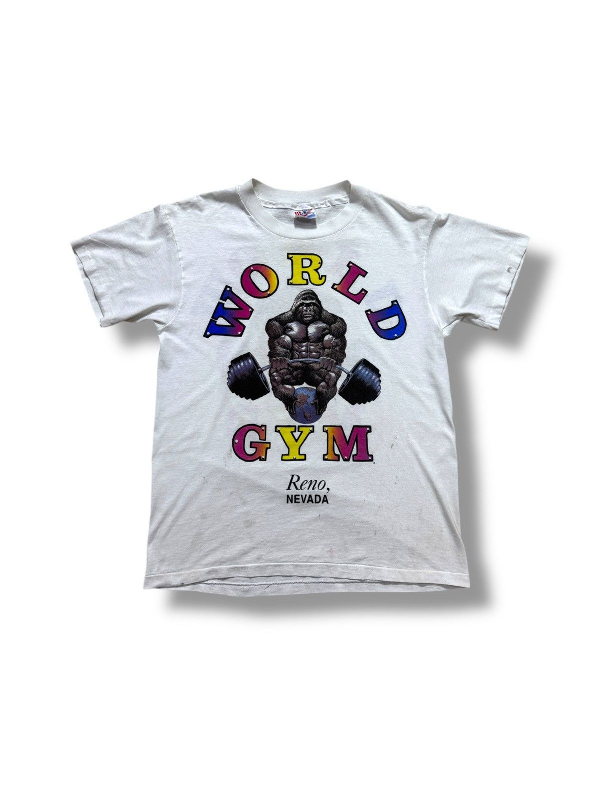 Vintage *RARE* VINTAGE 90s WORLD GYM TEE RENO NEVADA GORILLA Size US M / EU 48-50 / 2 - 1 Thumbnail