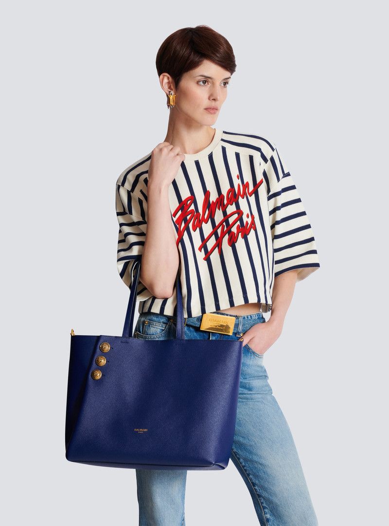 Balmain o1s1wg111225 Size:OS/ Embleme Tote Bag in Blue Size ONE SIZE - 8 Thumbnail