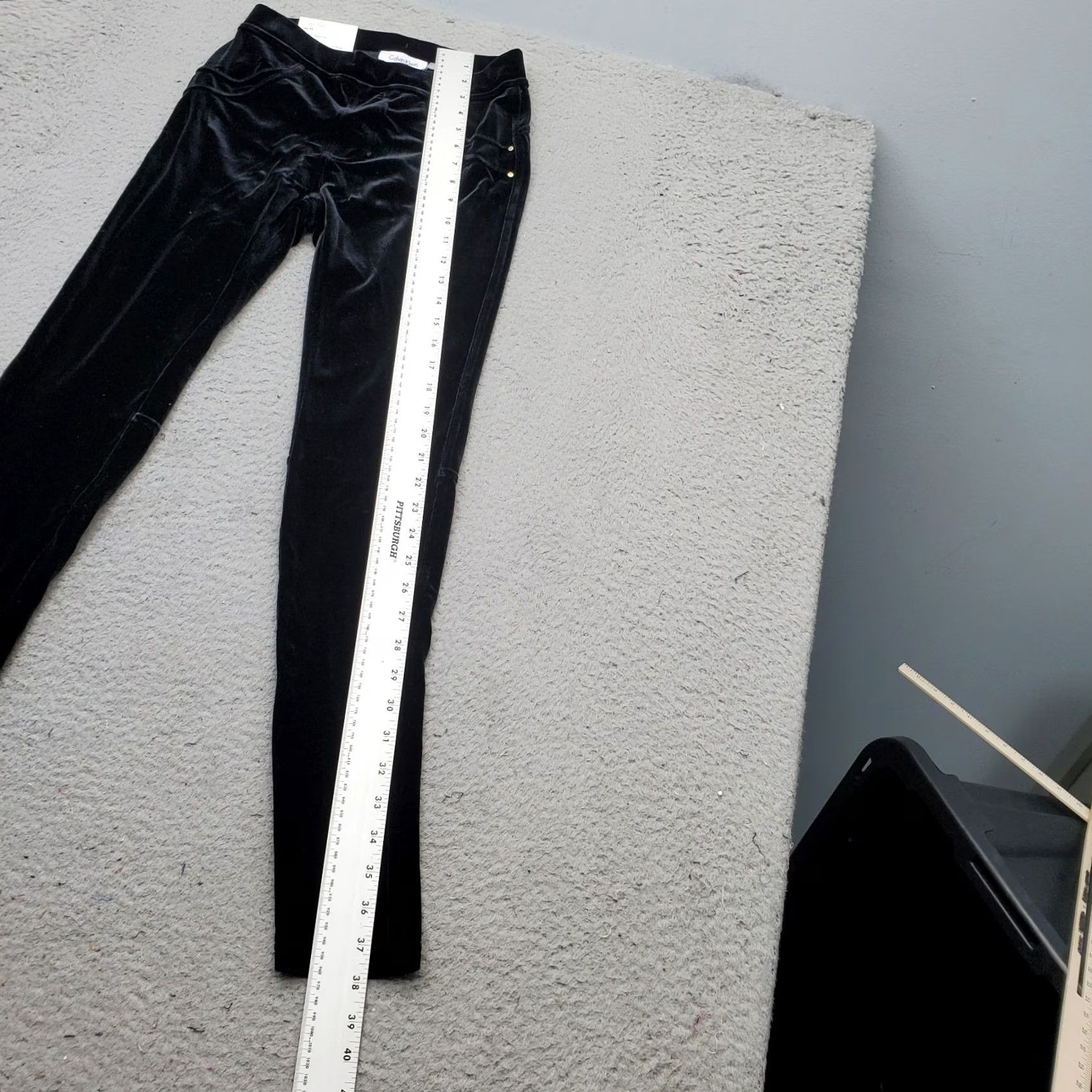 Calvin Klein Calvin Klein Womens XS Black Velvet Leggings Modern Stretch Slim Fit M7VFV894 Size 26" / US 2 / IT 38 - 3 Thumbnail