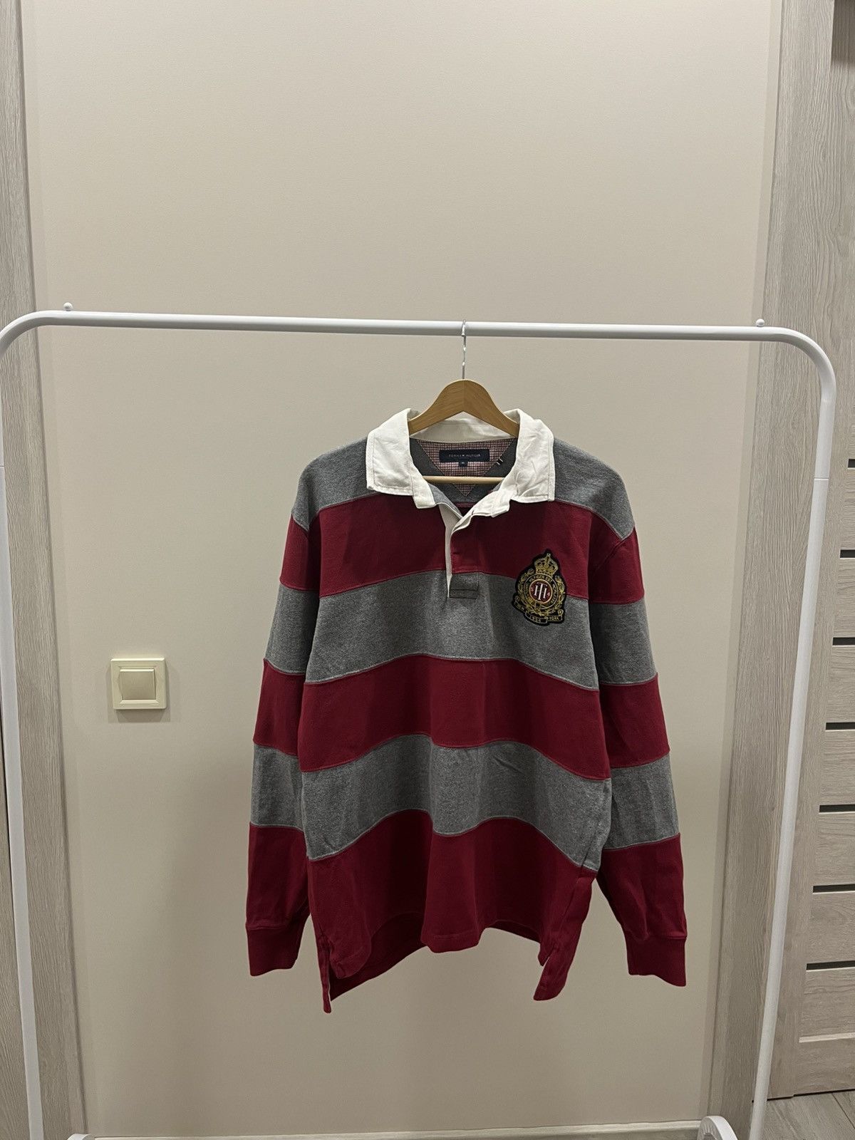 Vintage Vintage Tommy Hilfiger Rugby Long Sleeve Y2K Striped Size US XL / EU 56 / 4 - 1 Thumbnail