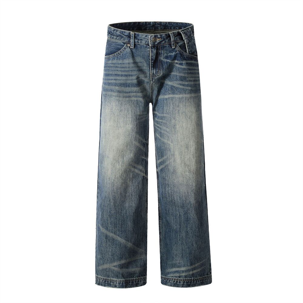 Japanese Brand × Jean High street heavy hip hop loose washed distressed jeans Size US 32 / EU 48 - 1 Thumbnail