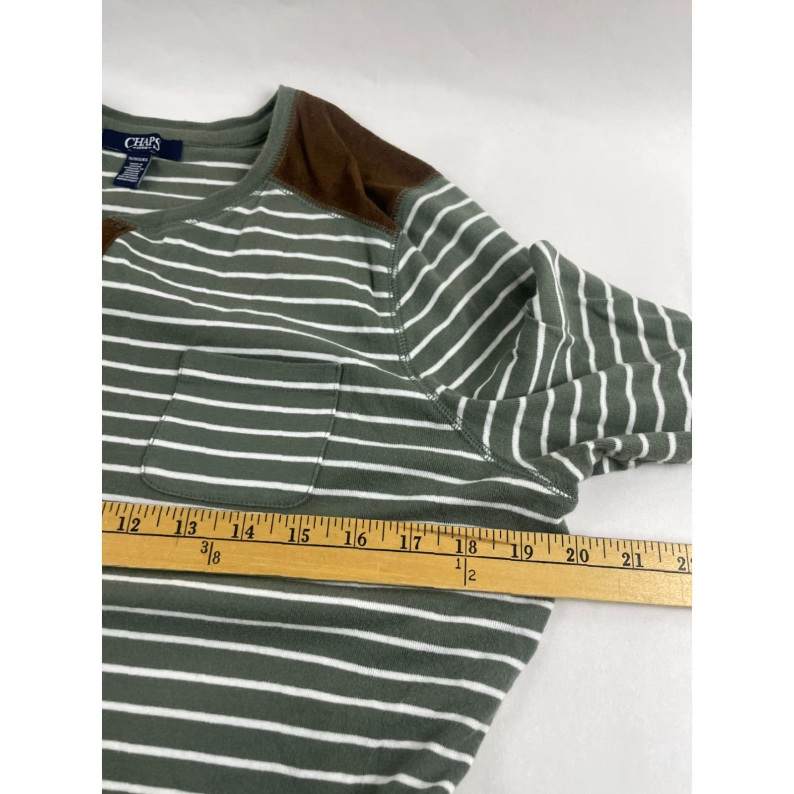 Chaps Chaps Shirt Women's 1X White Green Striped Faux Suede Henley 3/4 Sleeve T-Shirt Modern Casual Mens? Size XL / US 12-14 / IT 48-50 - 6 Thumbnail