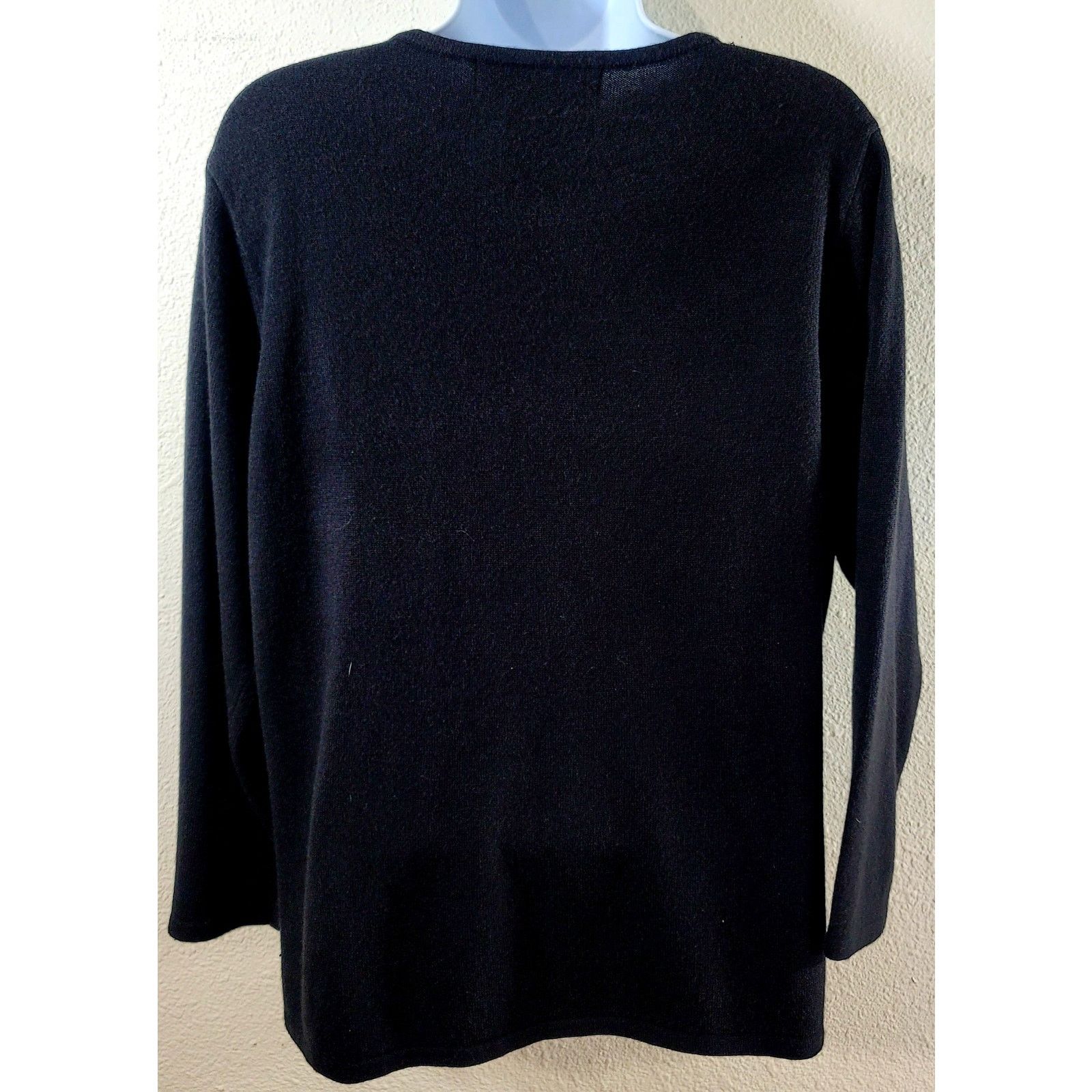 Other Sag Harbor Black Bead Sequin Round Neck Sweater Top Large Size L / US 10 / IT 46 - 3 Thumbnail