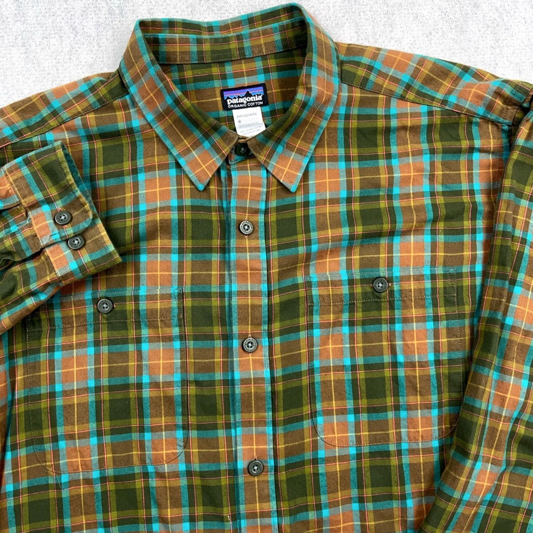 Patagonia Patagonia Shirt Men Large Olive Green Organic Cotton Flannel Lightweight Camp Shirt Button-Down Long Sleeve Plaid Lightweight Casual Outdoor Men Size US L / EU 52-54 / 3 - 2 Thumbnail